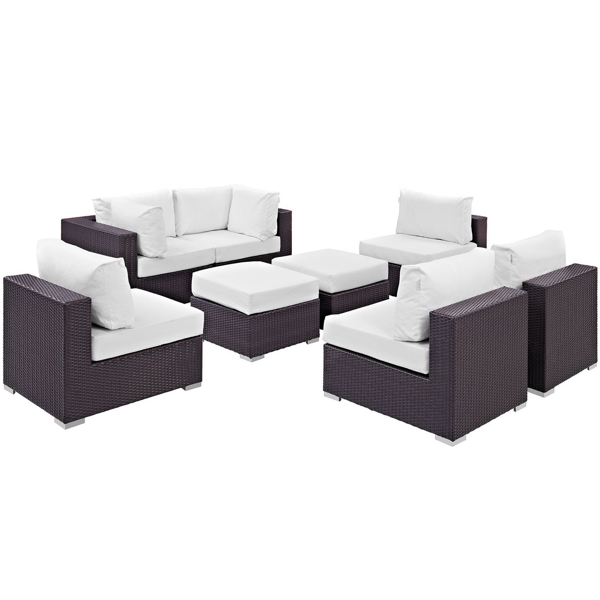 Convene 8 Piece Outdoor Patio Sectional Set, Espresso White