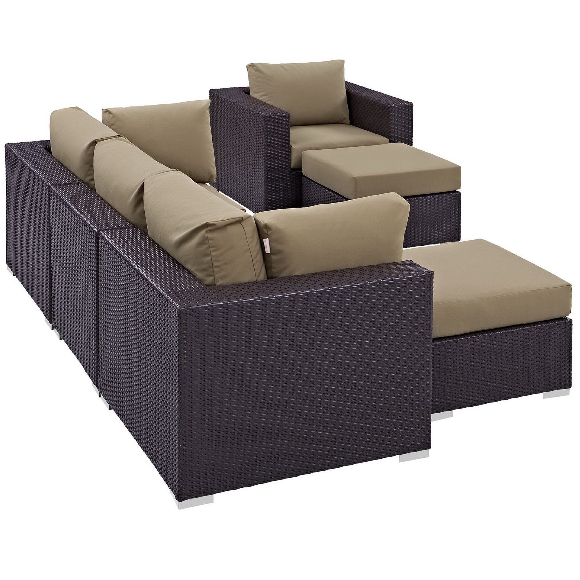 Convene 6 Piece Outdoor Patio Sectional Set, Espresso Mocha