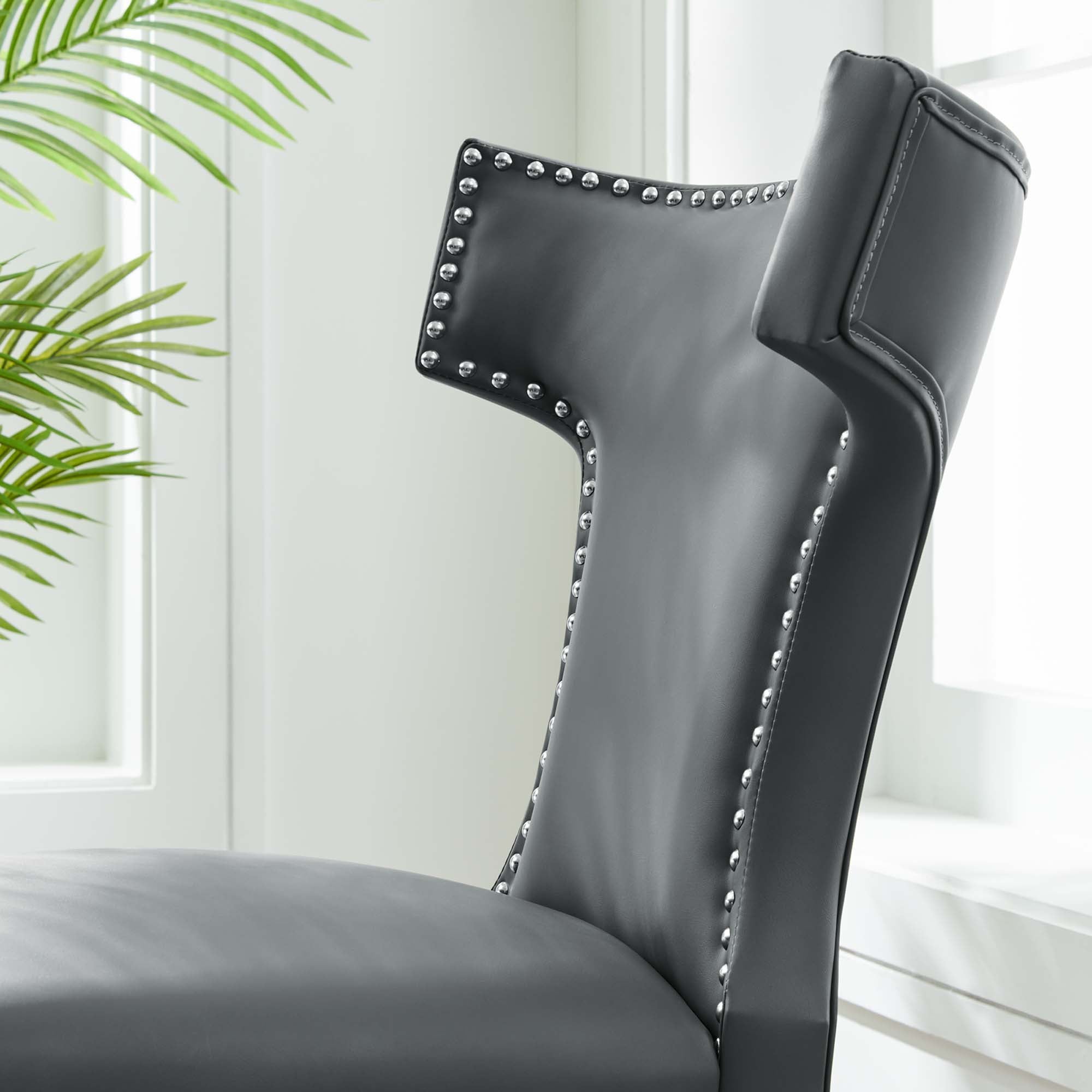 Curve Vegan Leather Dining Chair, Gray