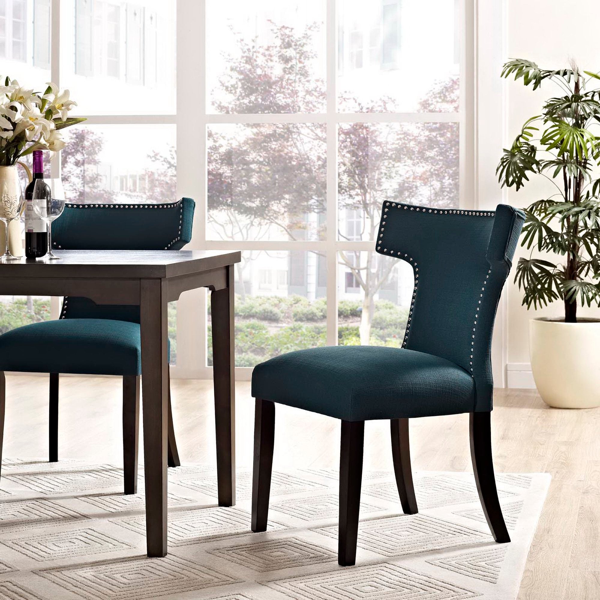 Curve Fabric Dining Chair, Azure