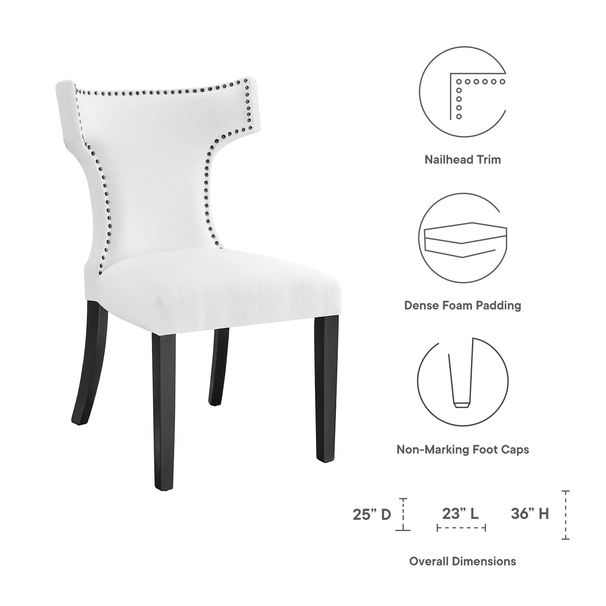 Curve Fabric Dining Chair, White