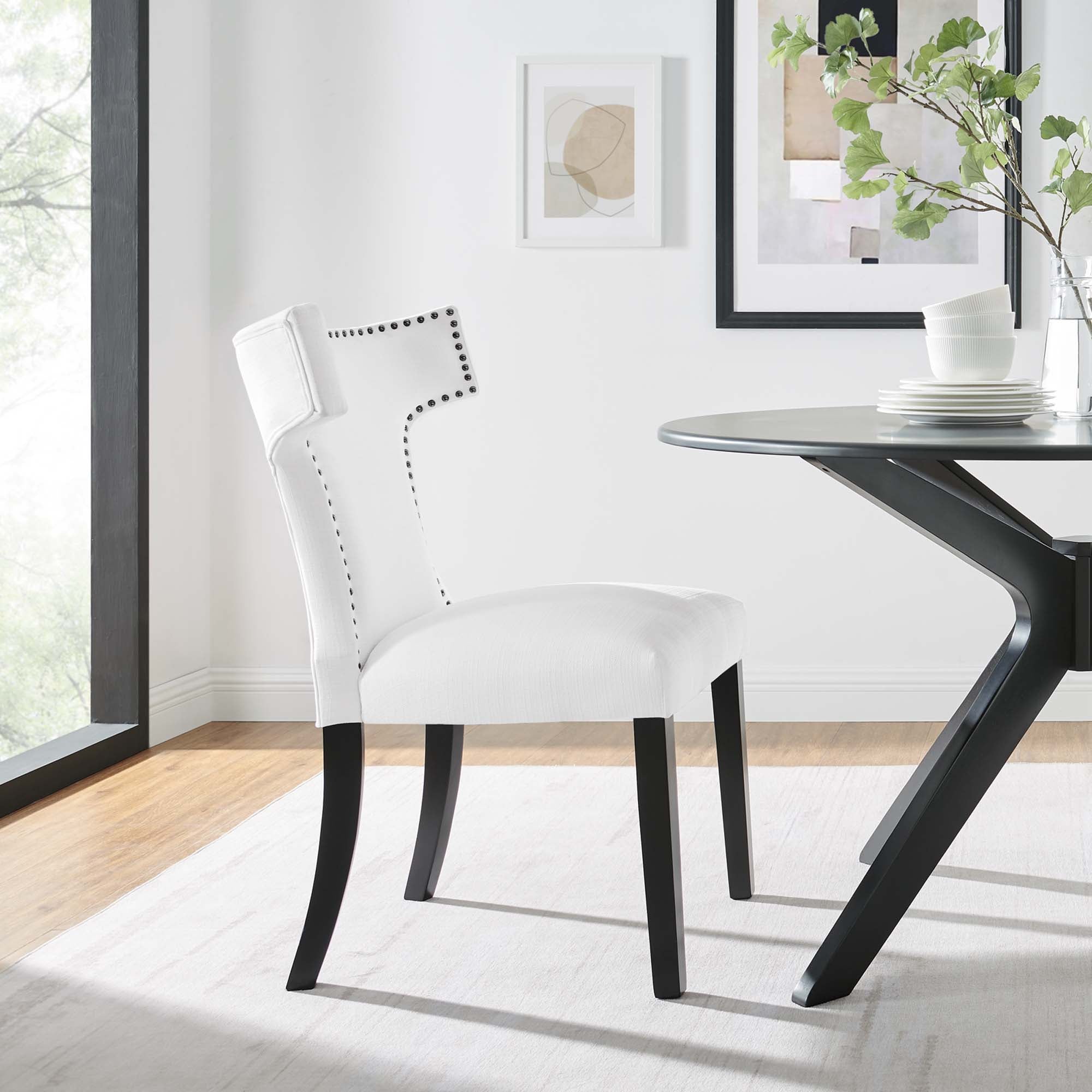 Curve Fabric Dining Chair, White