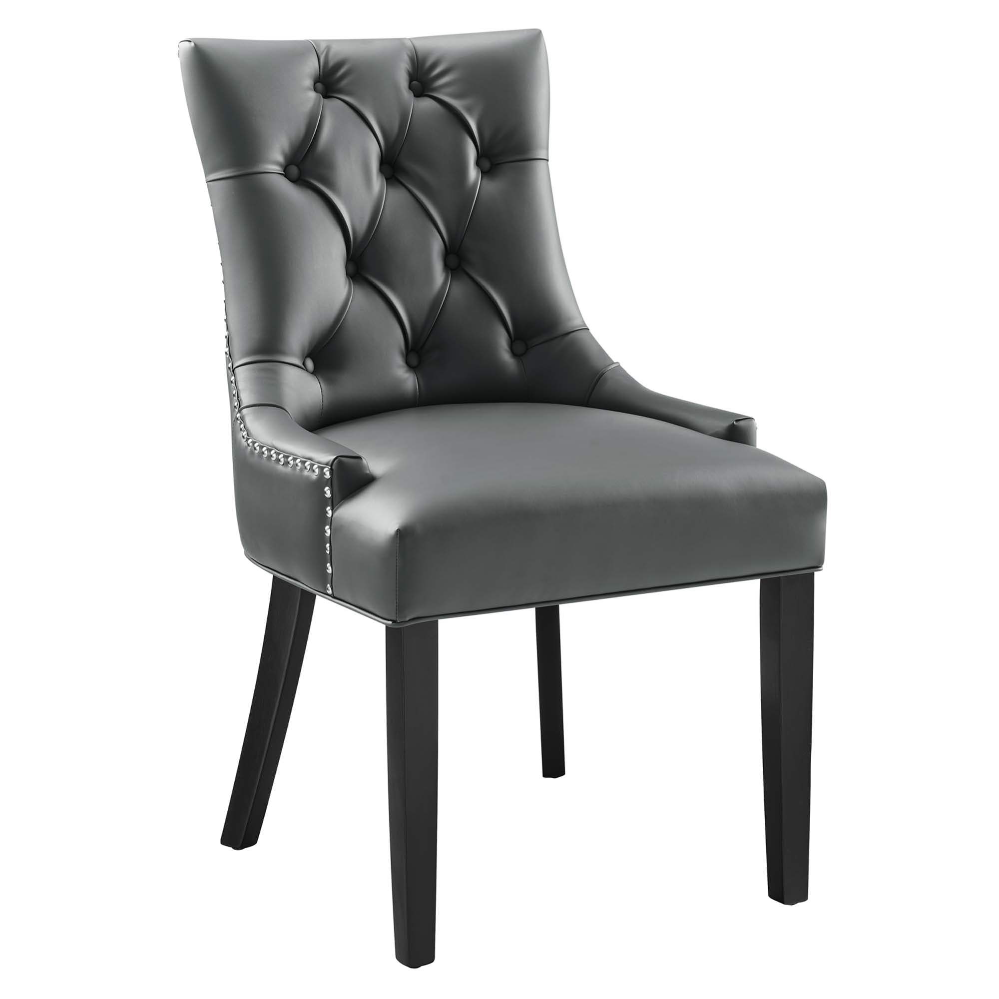 Regent Tufted Vegan Leather Dining Chair, Gray