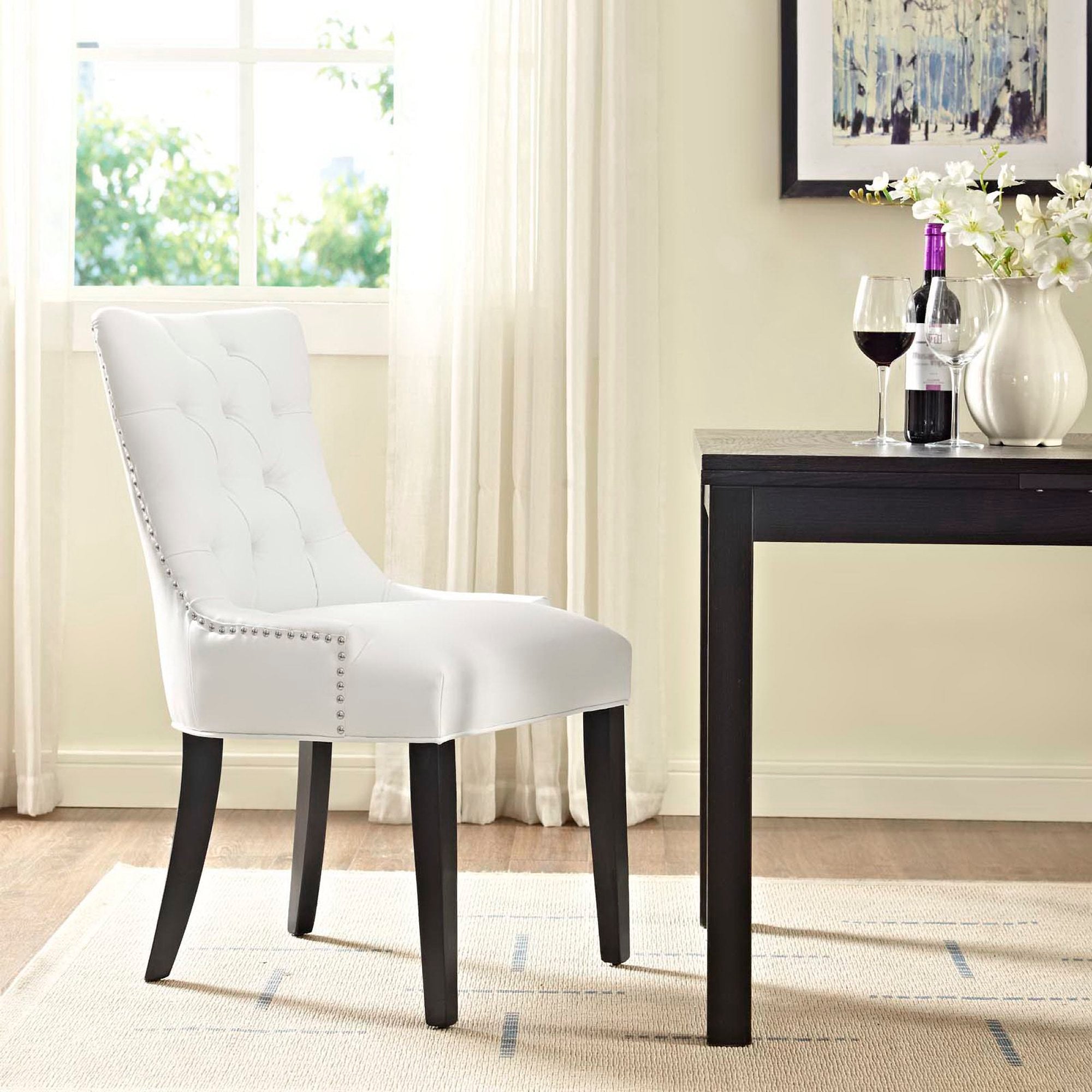 Regent Tufted Vegan Leather Dining Chair, White