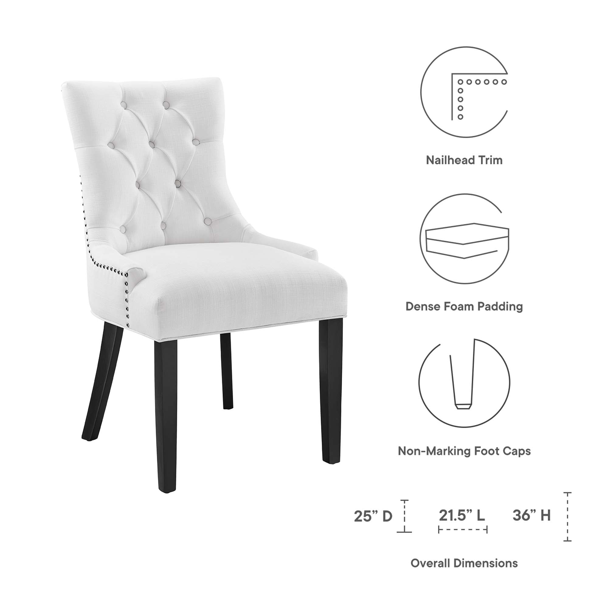 Regent Tufted Fabric Dining Chair, White