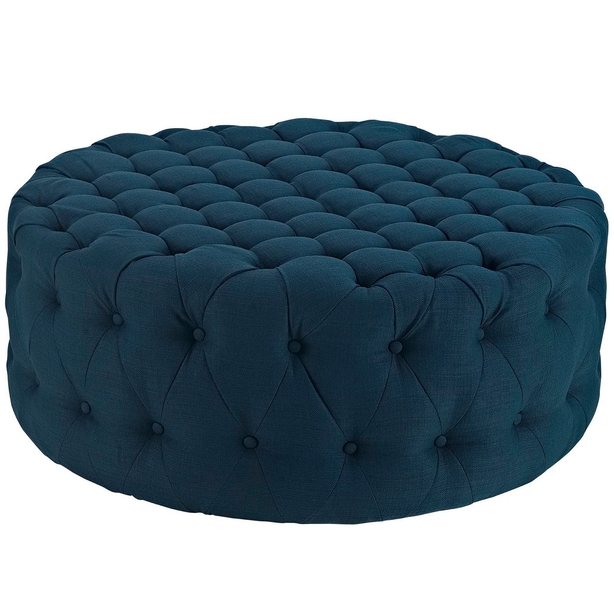 Amour Upholstered Fabric Ottoman, Azure