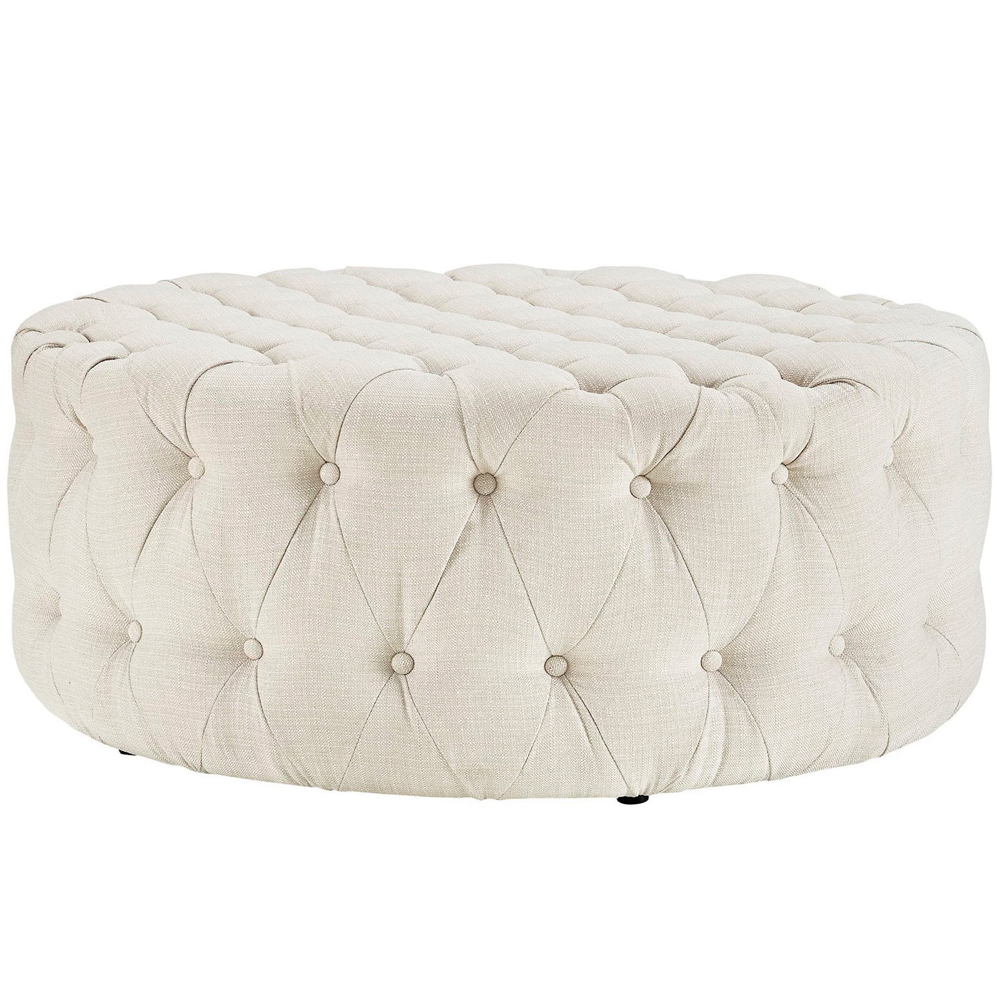 Amour Upholstered Fabric Ottoman, Beige