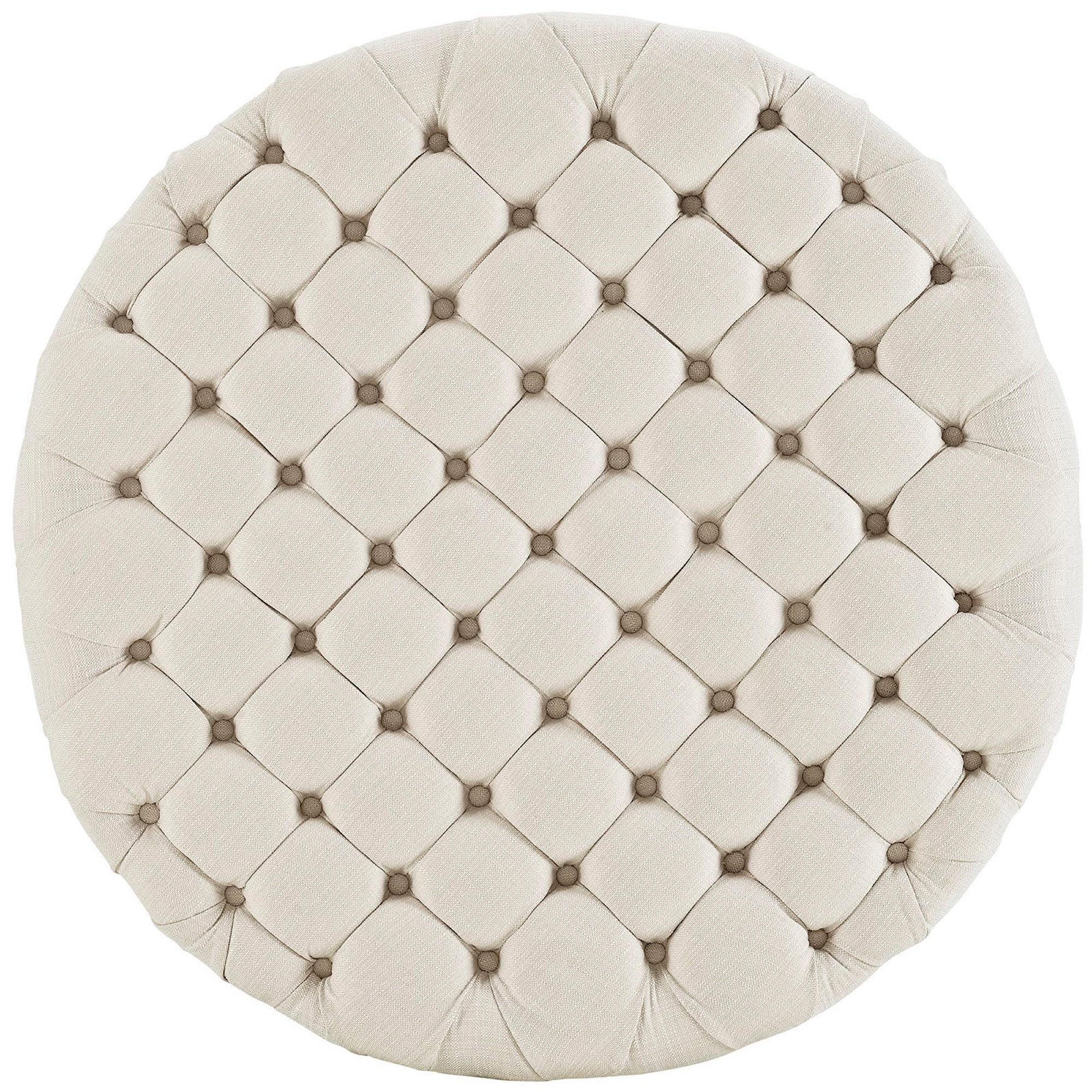 Amour Upholstered Fabric Ottoman, Beige