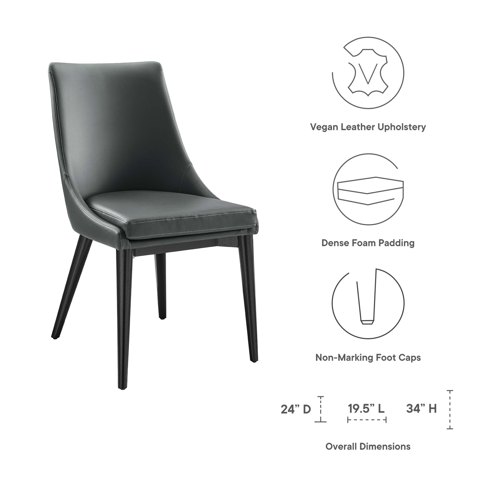 Viscount Vegan Leather Dining Chair, Gray