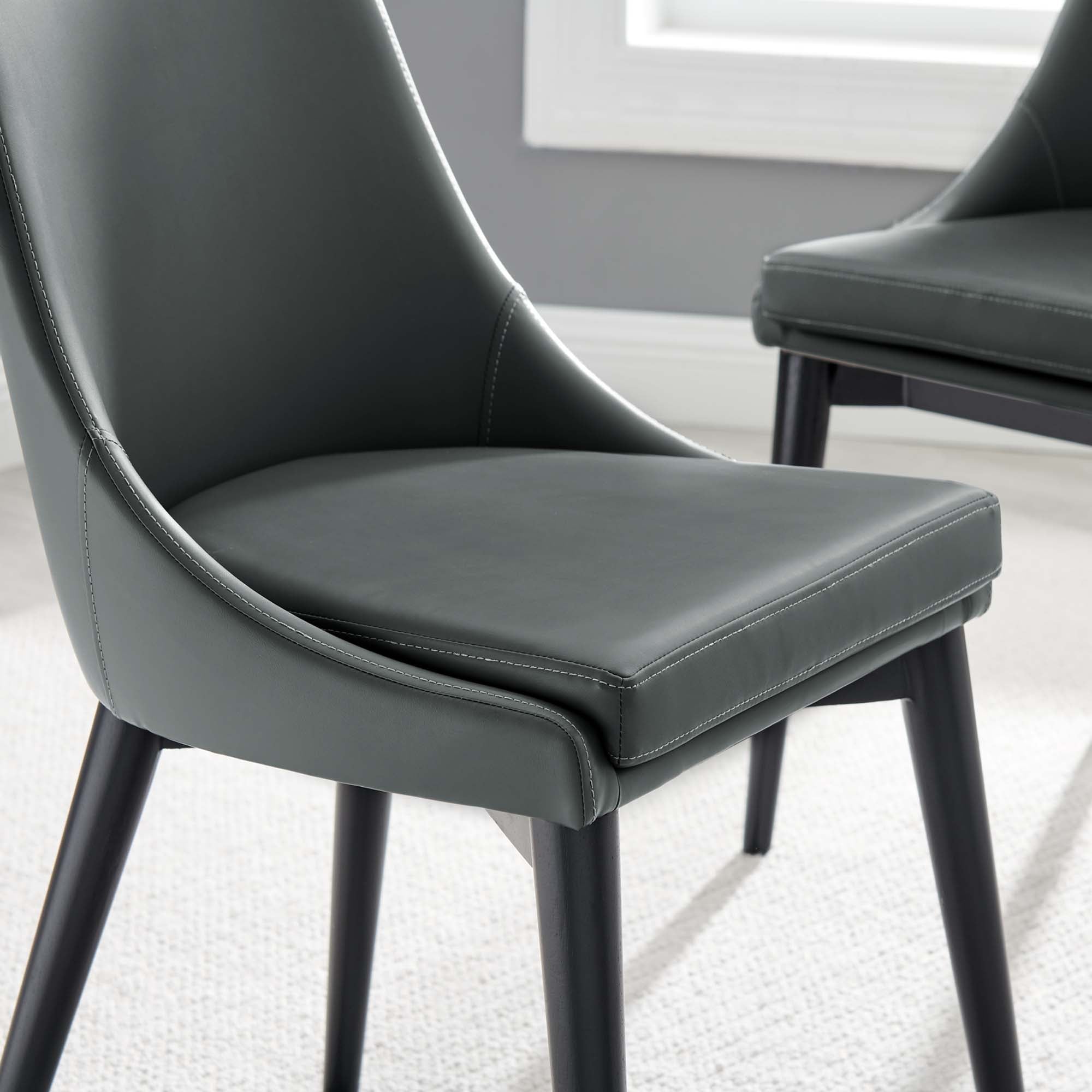 Viscount Vegan Leather Dining Chair, Gray