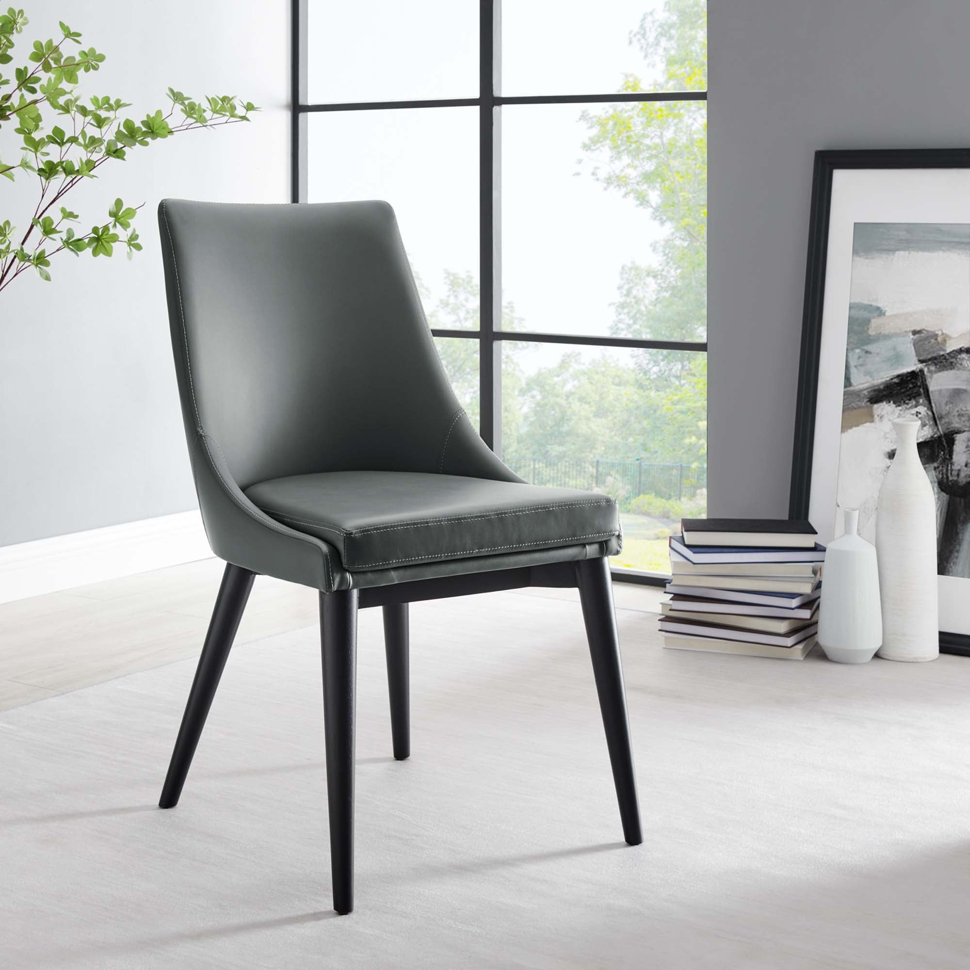 Viscount Vegan Leather Dining Chair, Gray