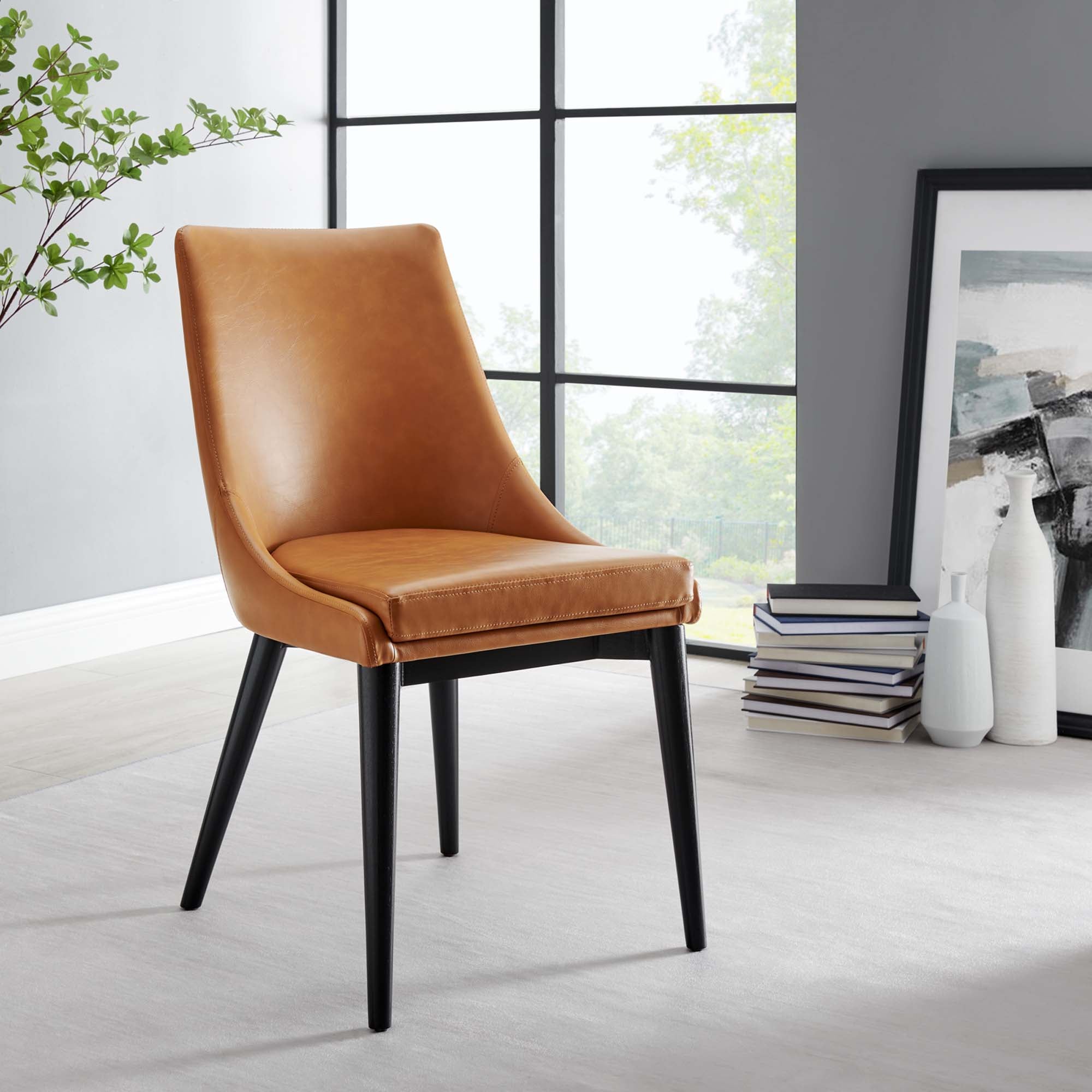 Viscount Vegan Leather Dining Chair, Tan