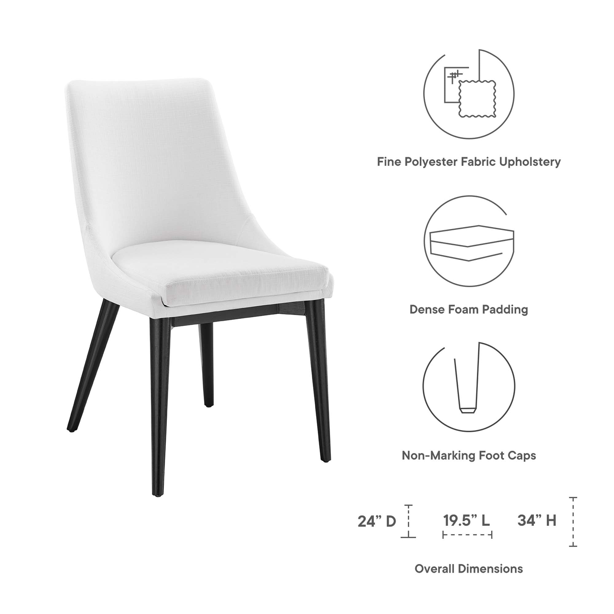 Viscount Fabric Dining Chair, White