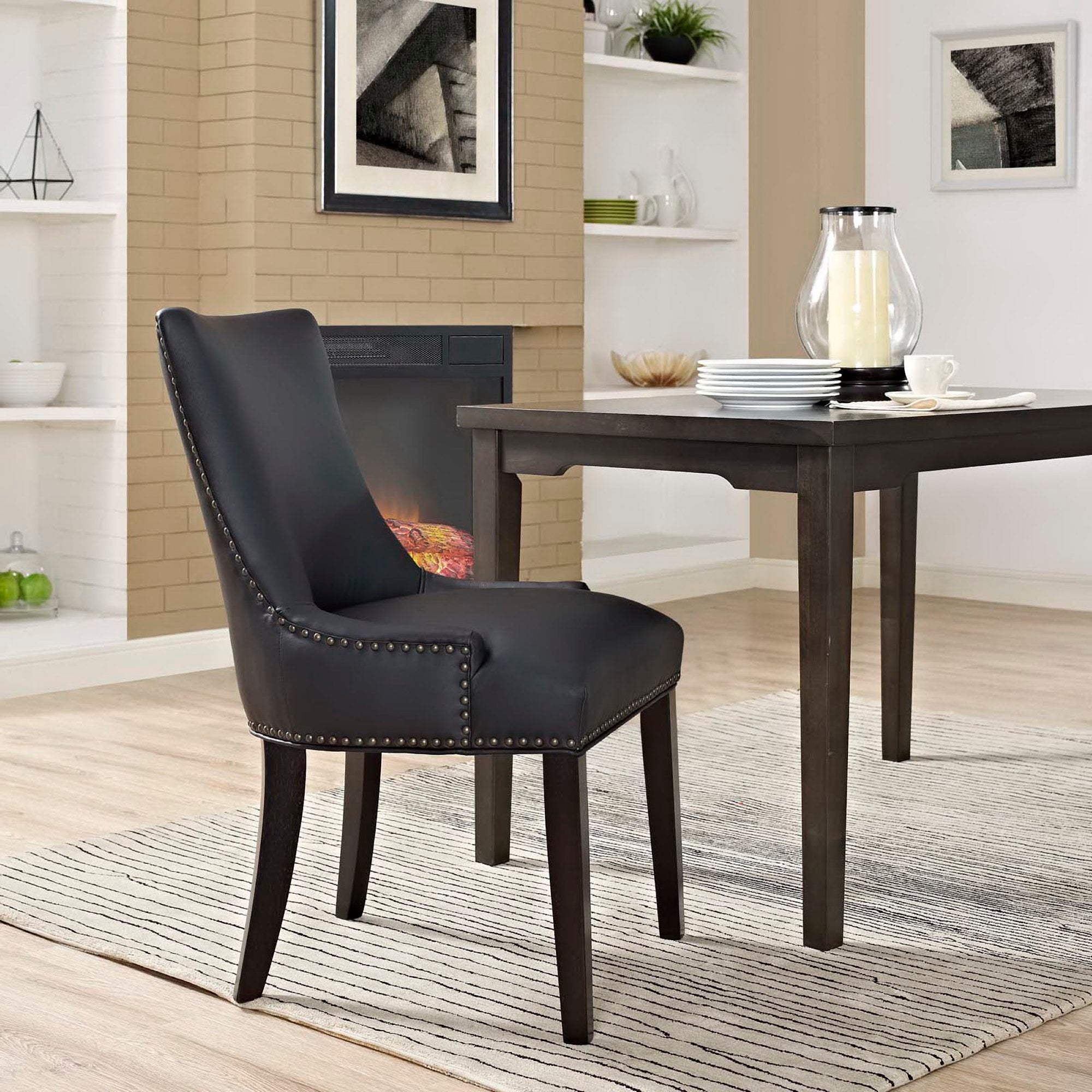 Marquis Vegan Leather Dining Chair, Black