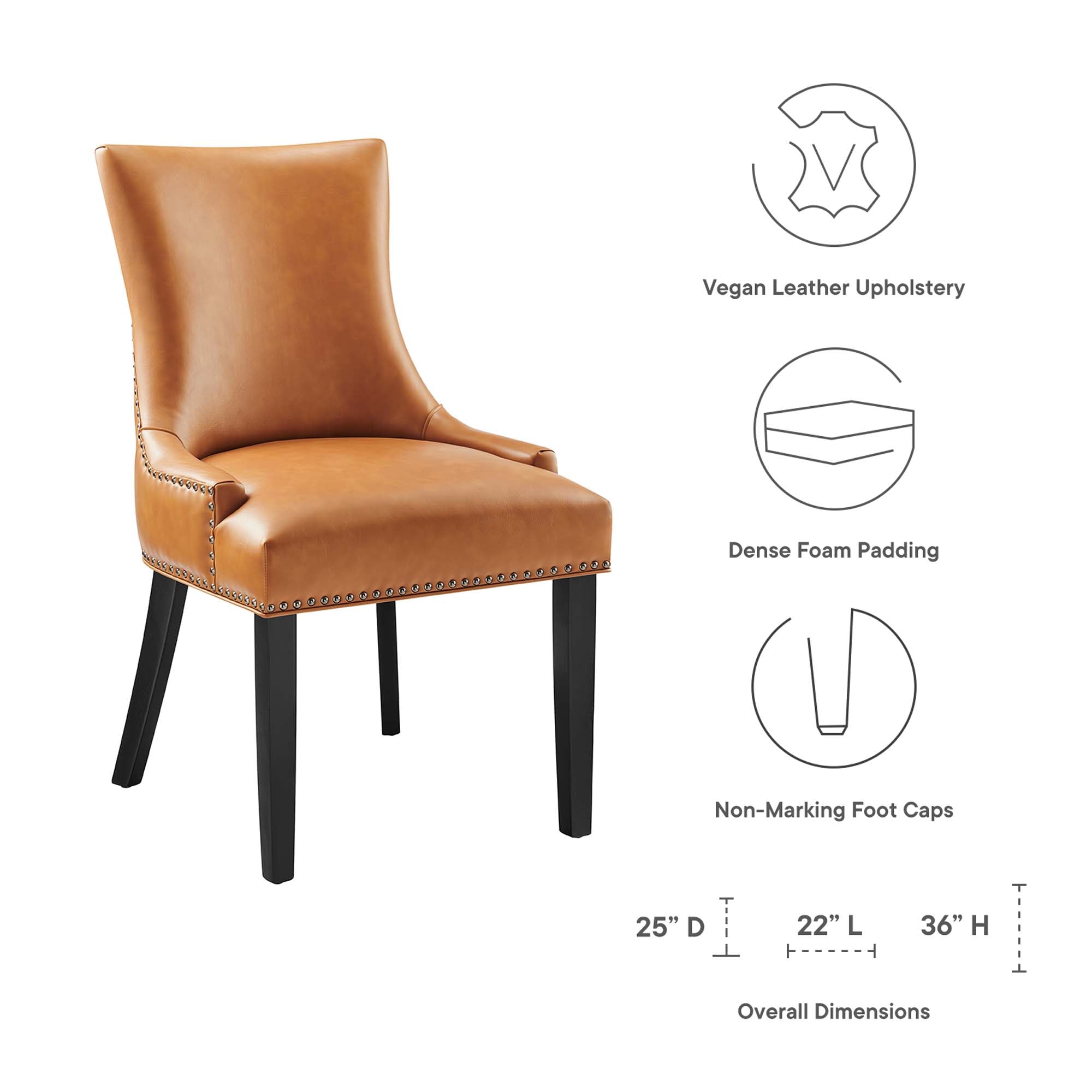 Marquis Vegan Leather Dining Chair, Tan