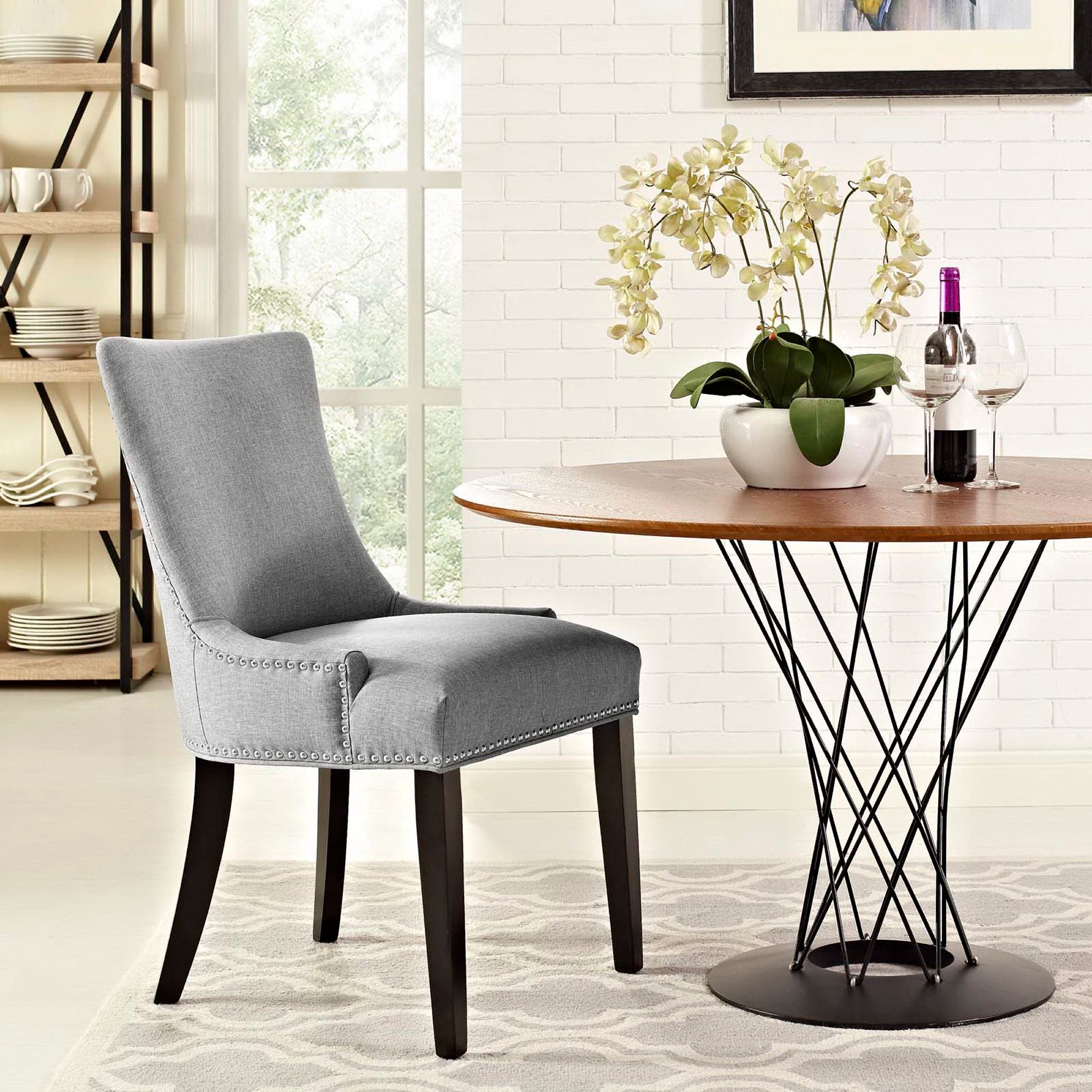 Marquis Fabric Dining Chair, Light Gray