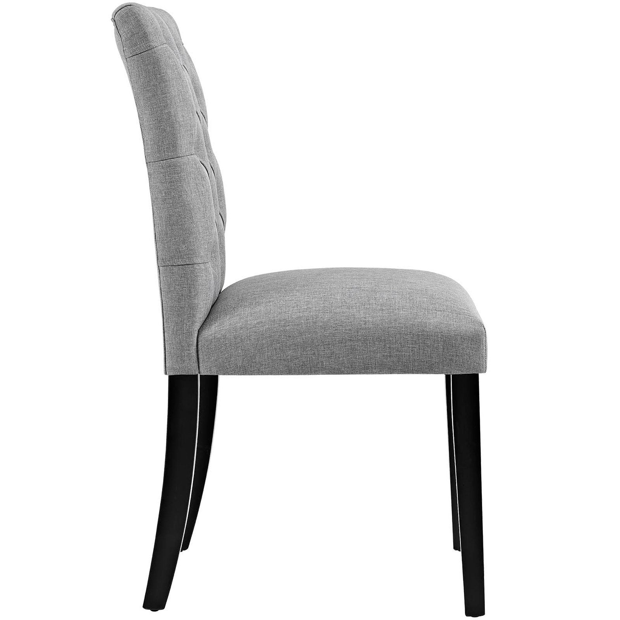 Duchess Button Tufted Fabric Dining Chair, Light Gray