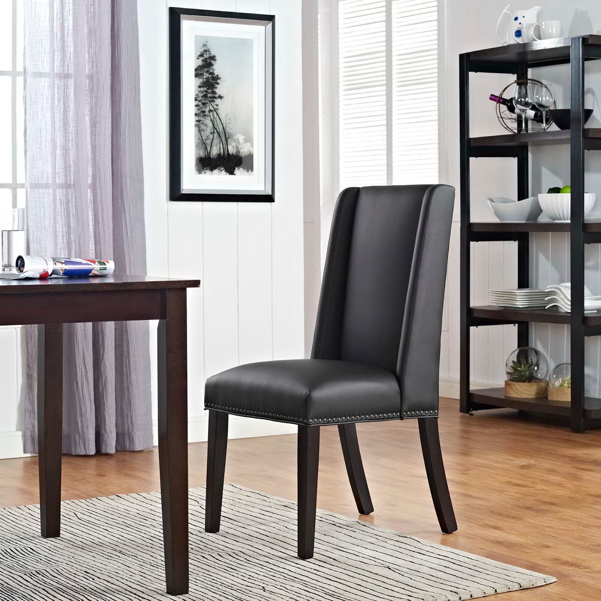 Baron Vegan Leather Dining Chair, Black