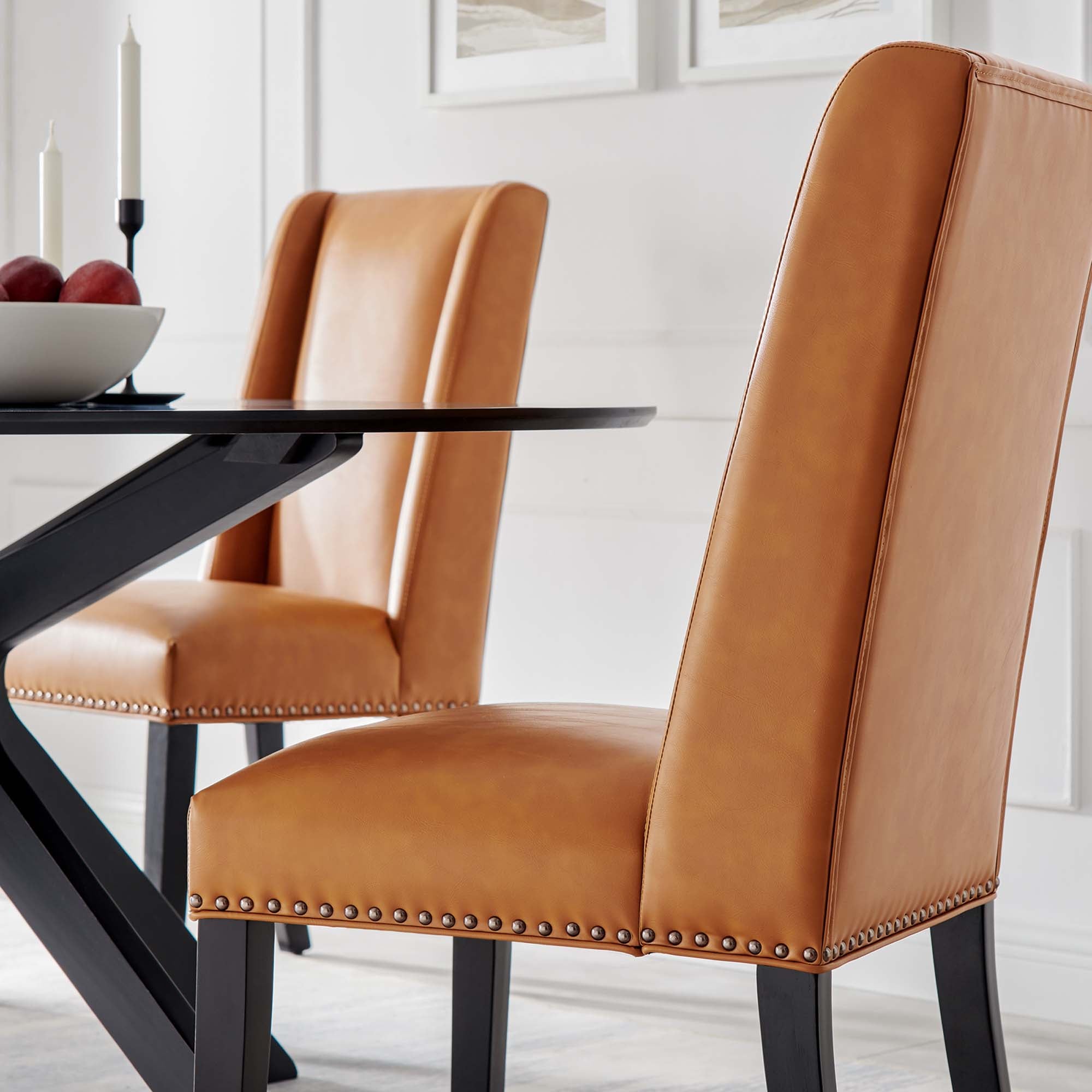 Baron Vegan Leather Dining Chair, Tan