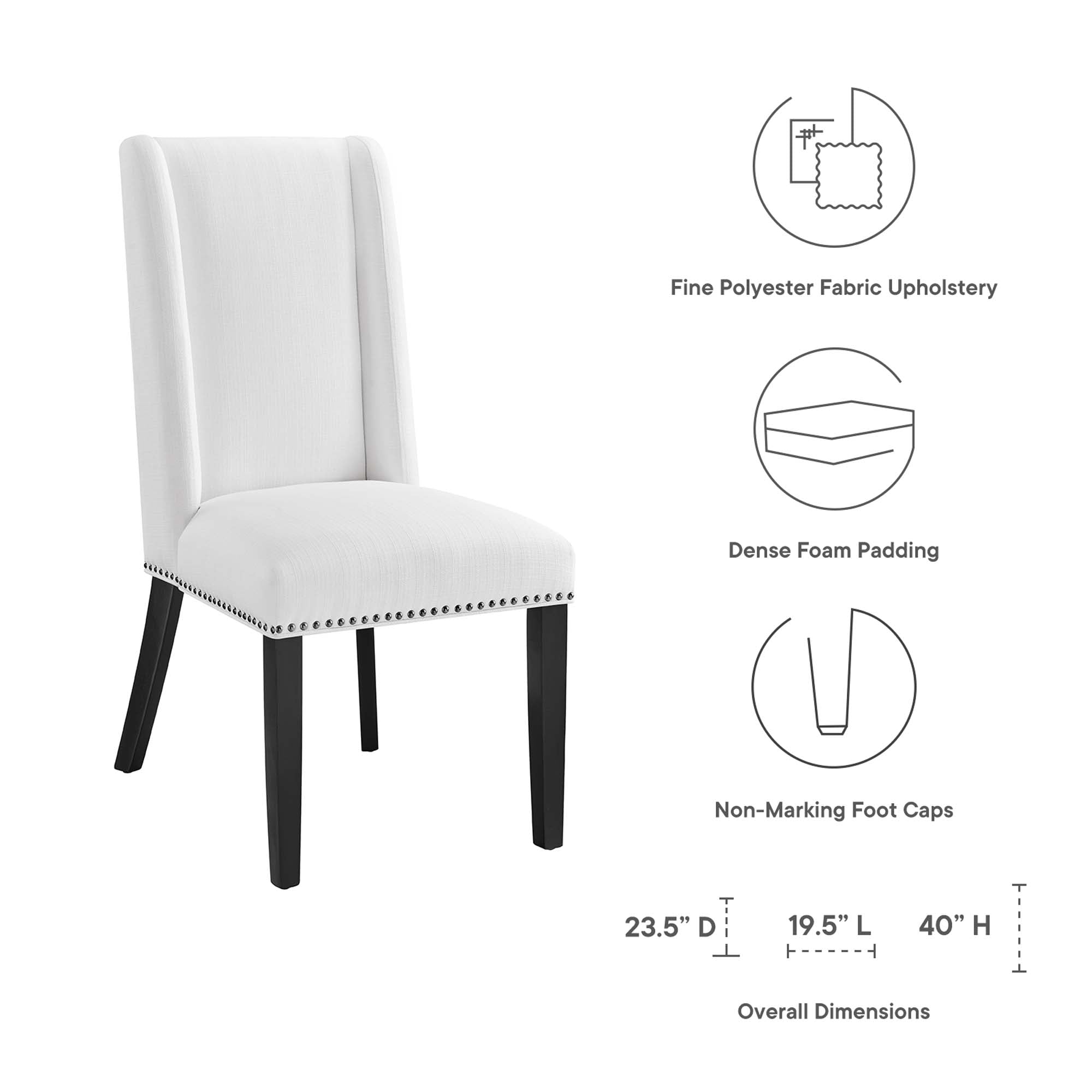 Baron Fabric Dining Chair, White