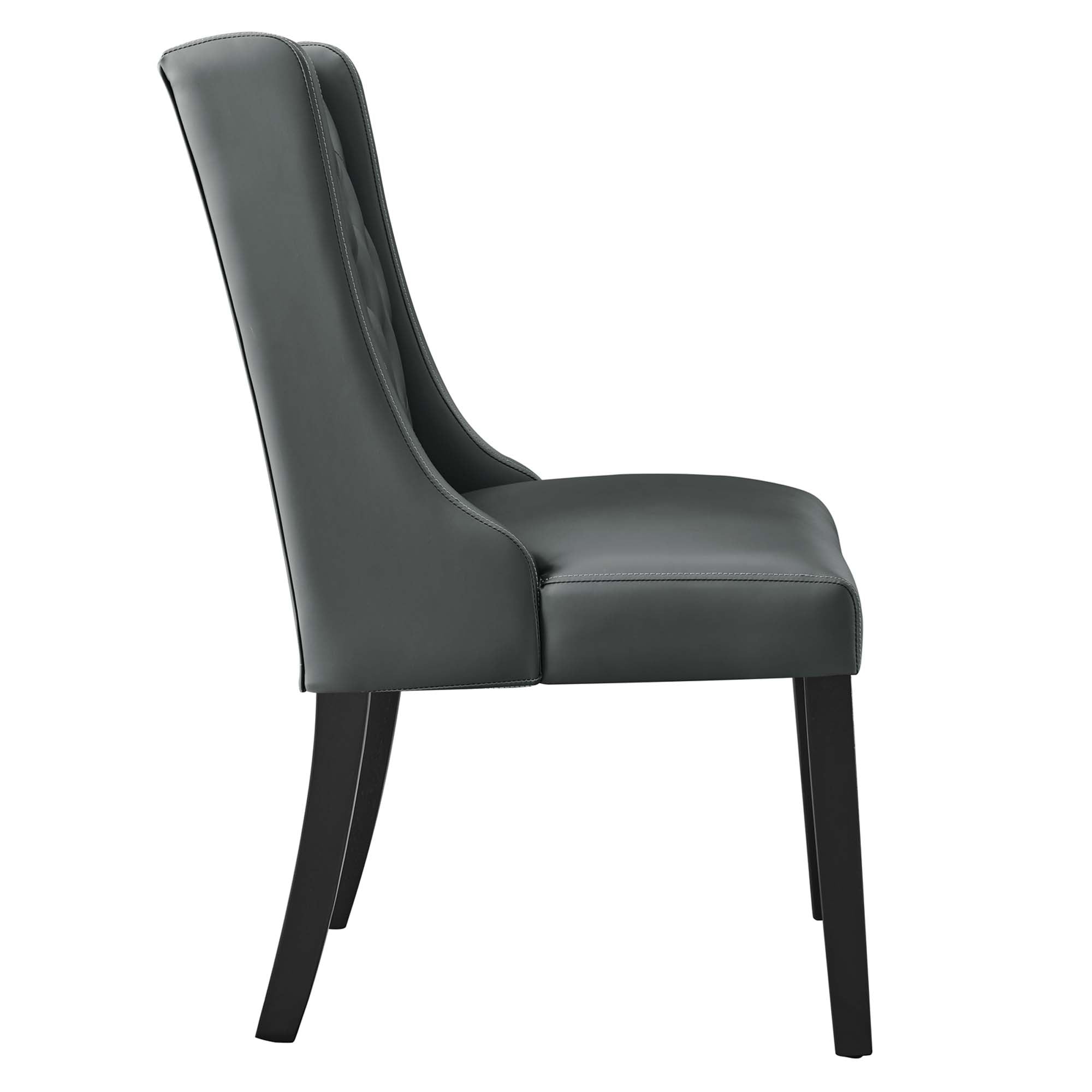Baronet Button Tufted Vegan Leather Dining Chair, Gray