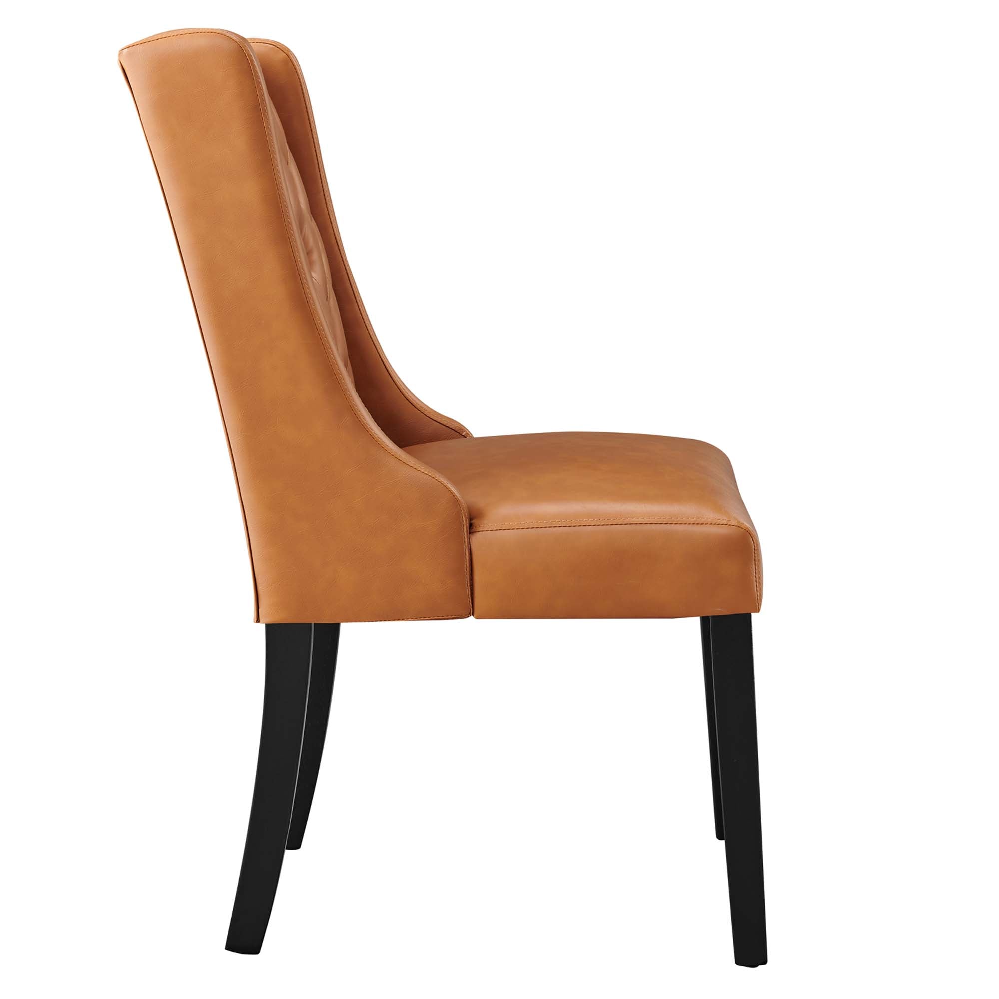 Baronet Button Tufted Vegan Leather Dining Chair, Tan