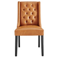 Baronet Button Tufted Vegan Leather Dining Chair, Tan