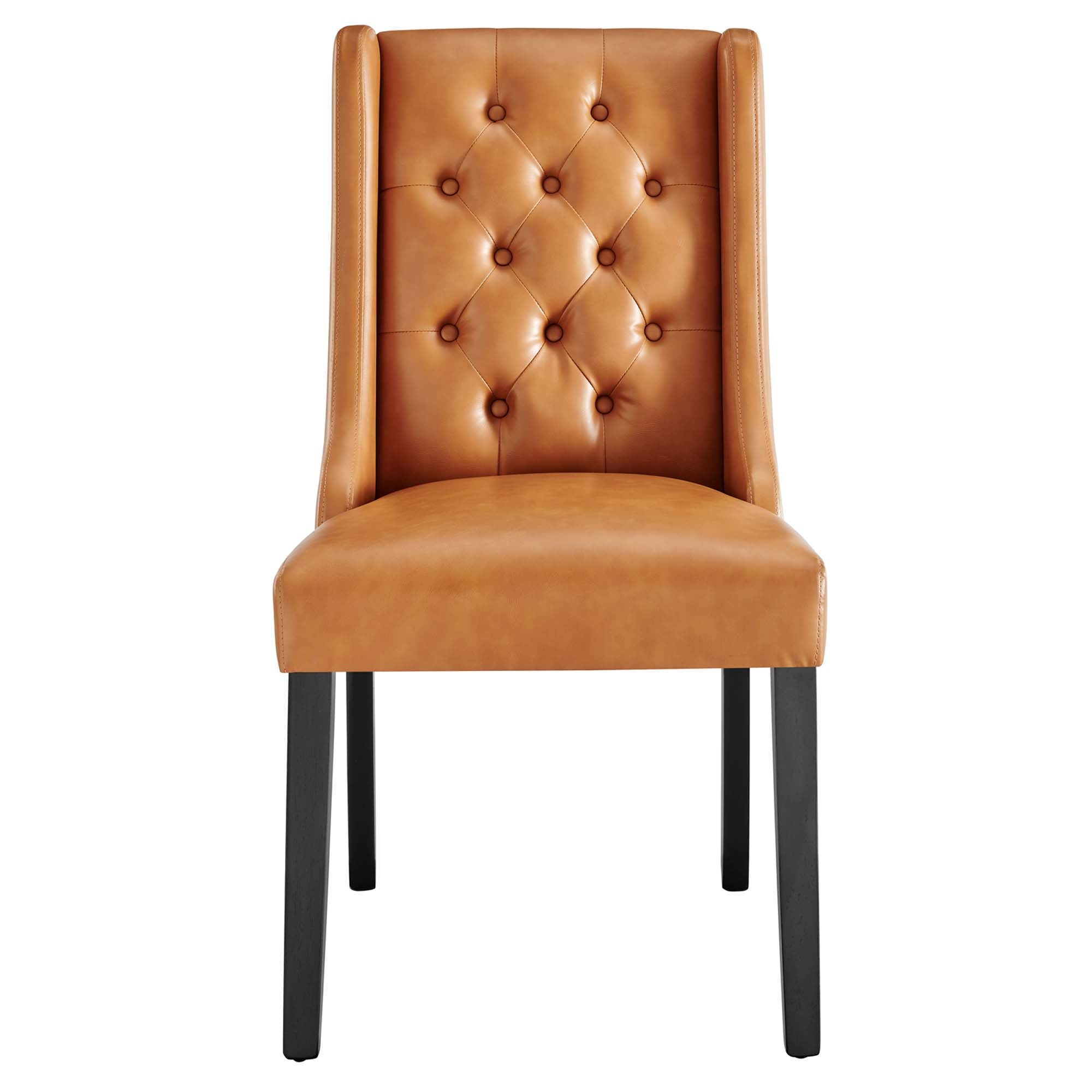 Baronet Button Tufted Vegan Leather Dining Chair, Tan