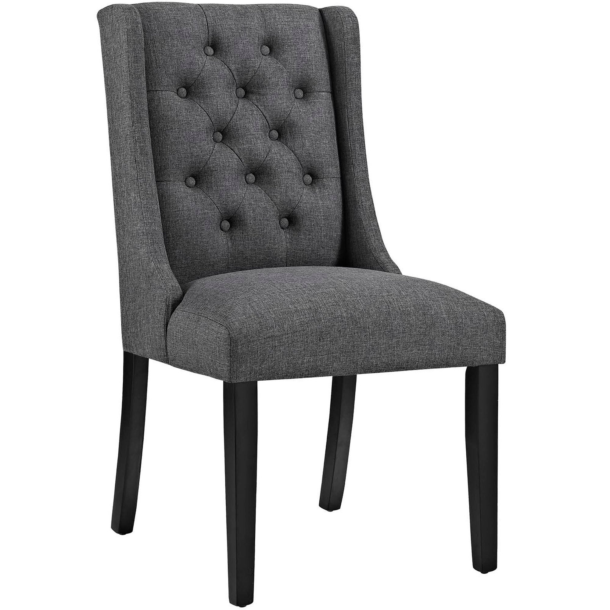 Baronet Button Tufted Fabric Dining Chair, Gray