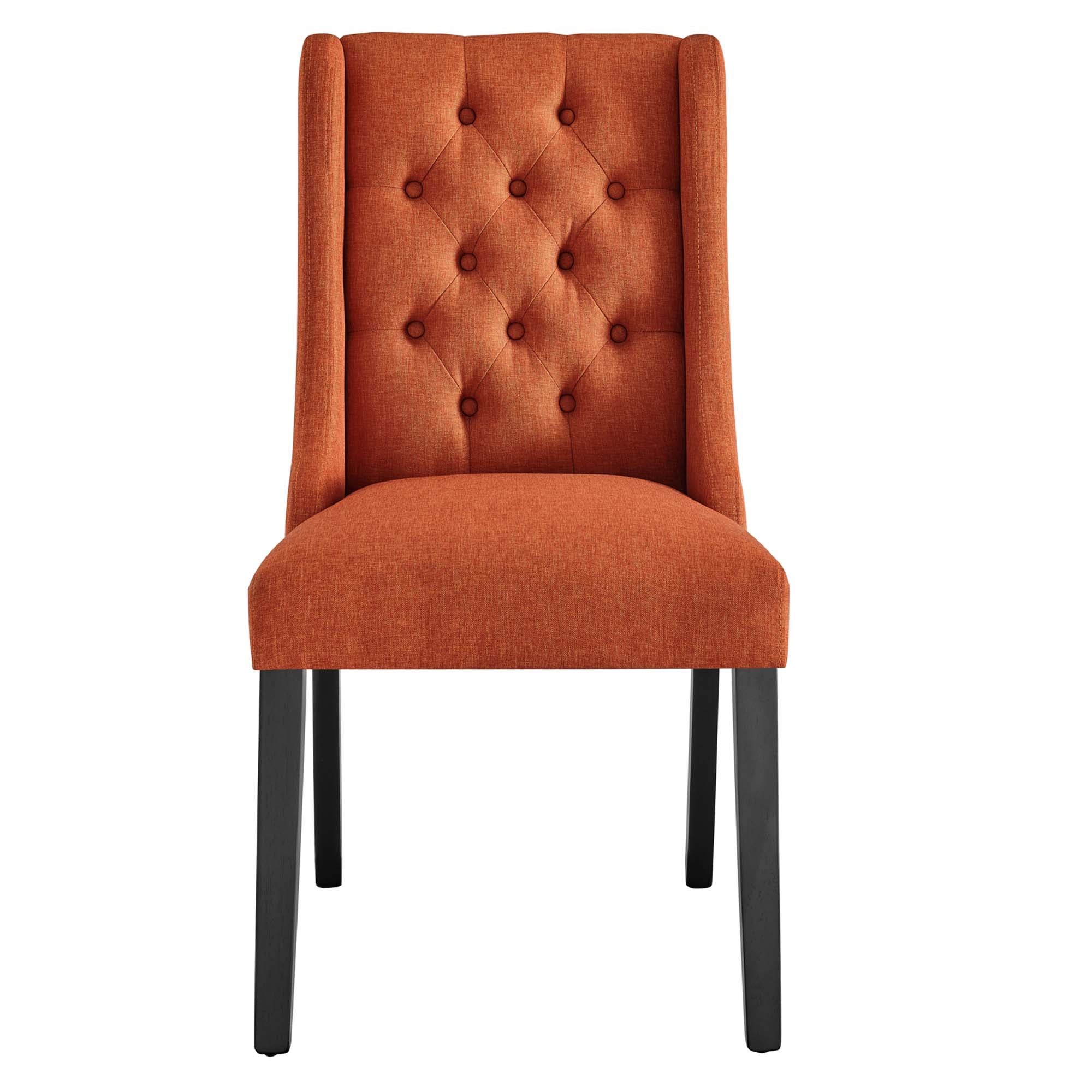 Baronet Button Tufted Fabric Dining Chair, Orange