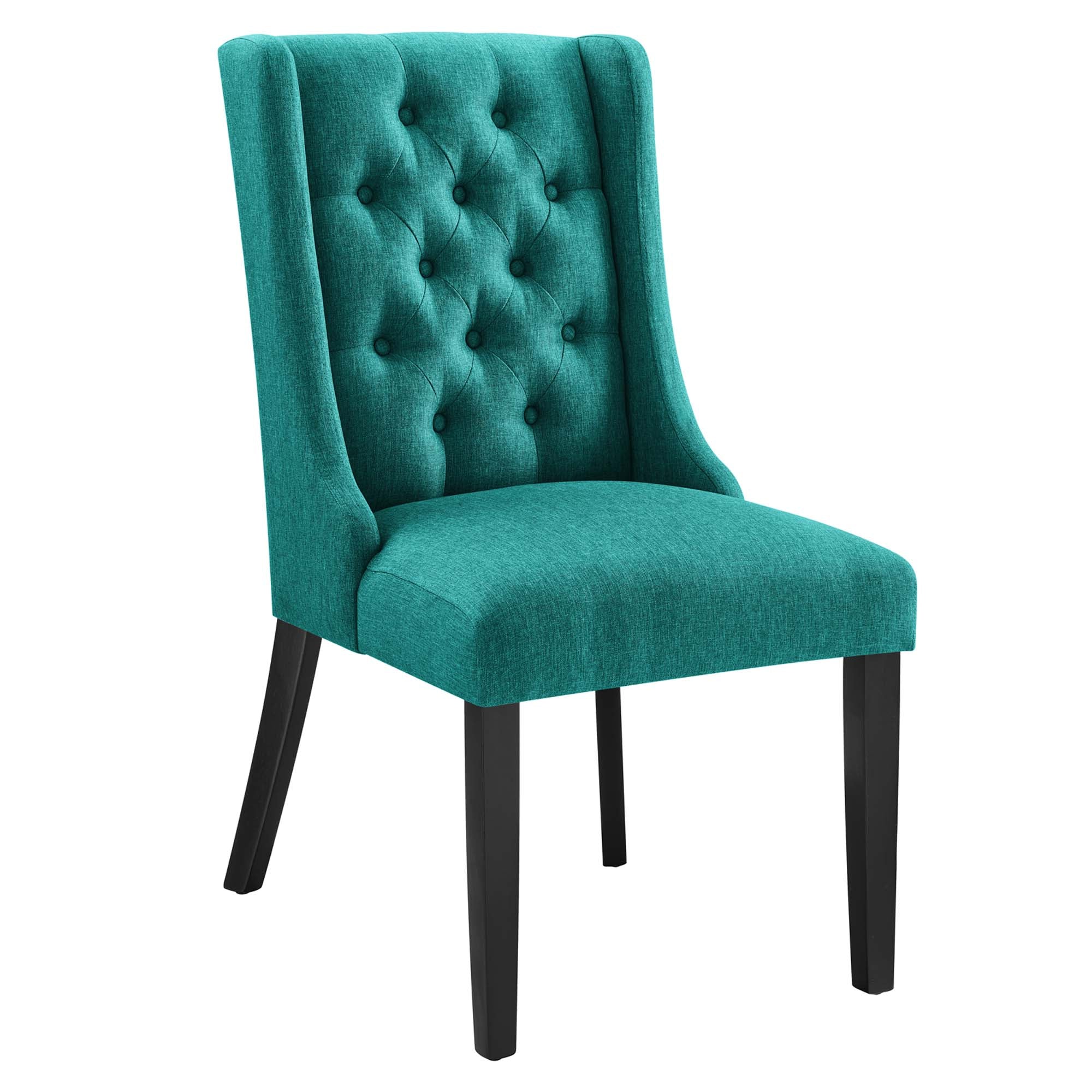 Baronet Button Tufted Fabric Dining Chair, Teal