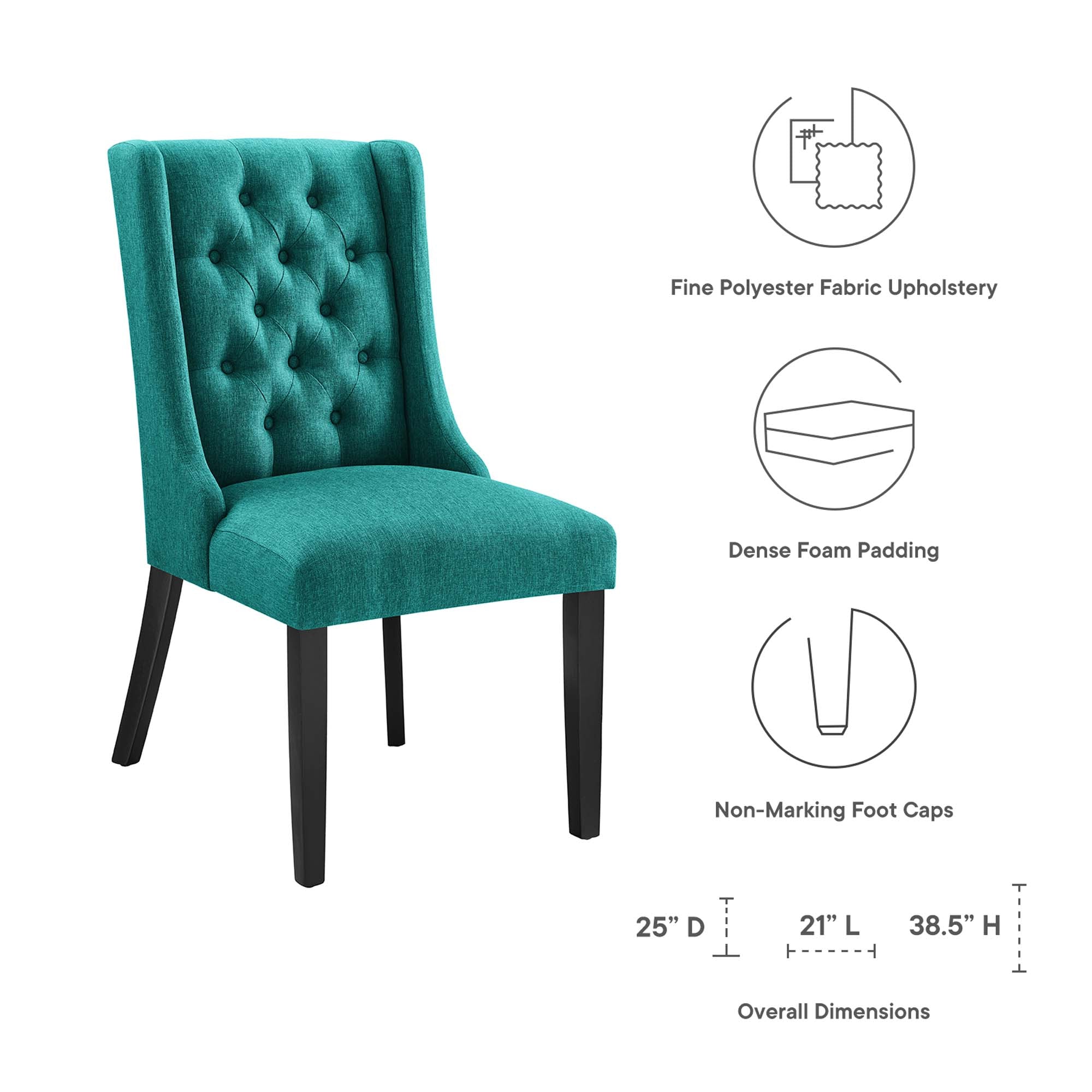 Baronet Button Tufted Fabric Dining Chair, Teal