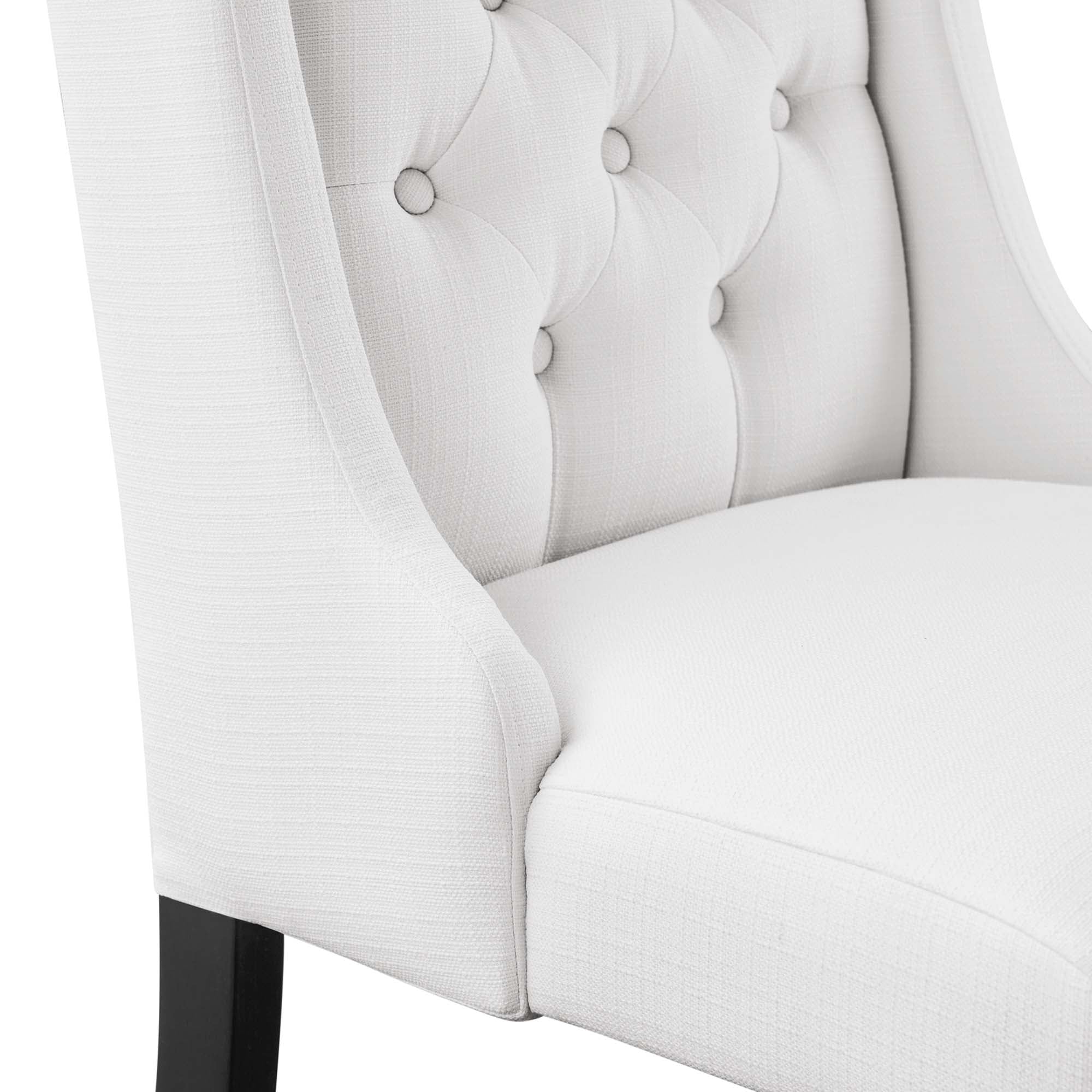 Baronet Button Tufted Fabric Dining Chair, White