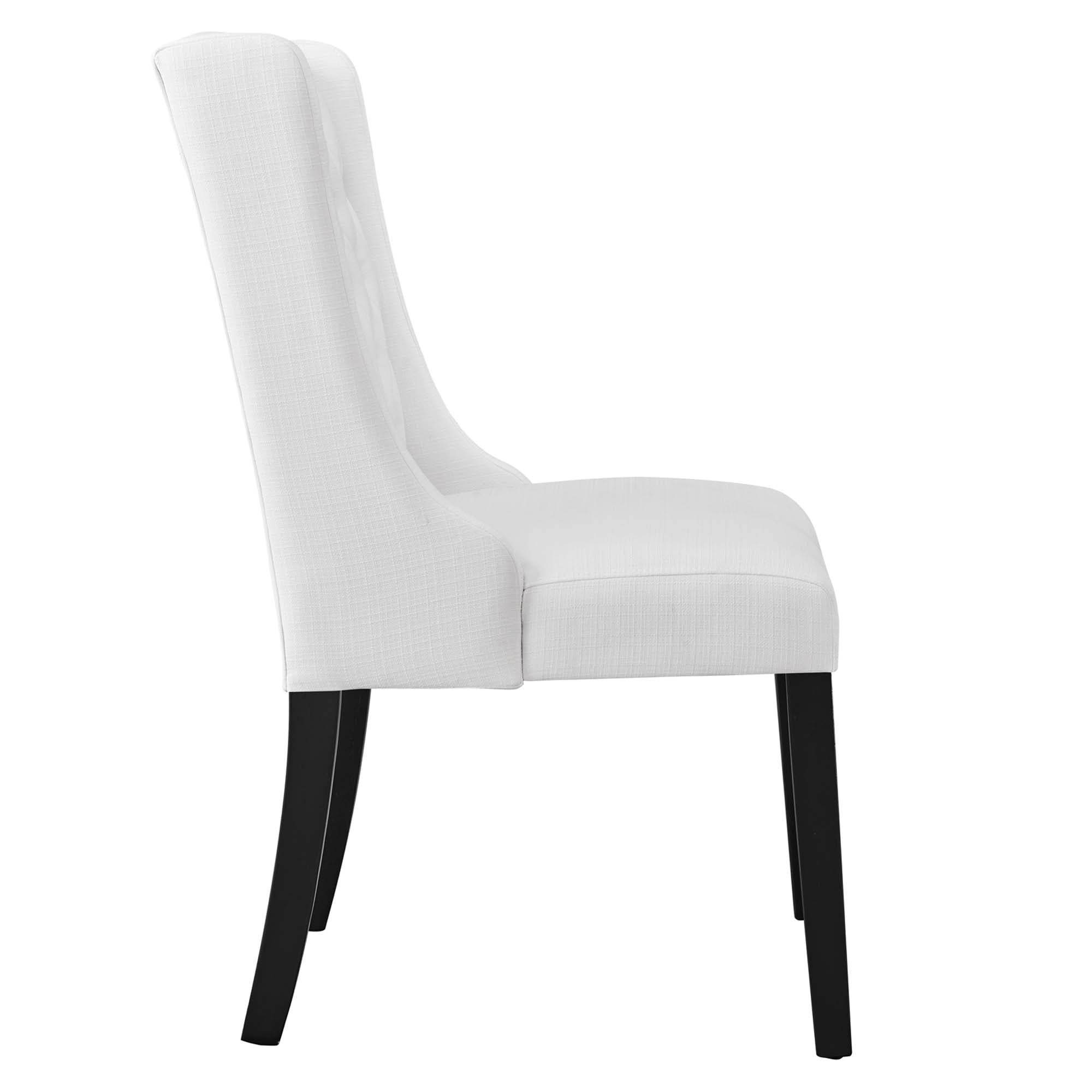 Baronet Button Tufted Fabric Dining Chair, White