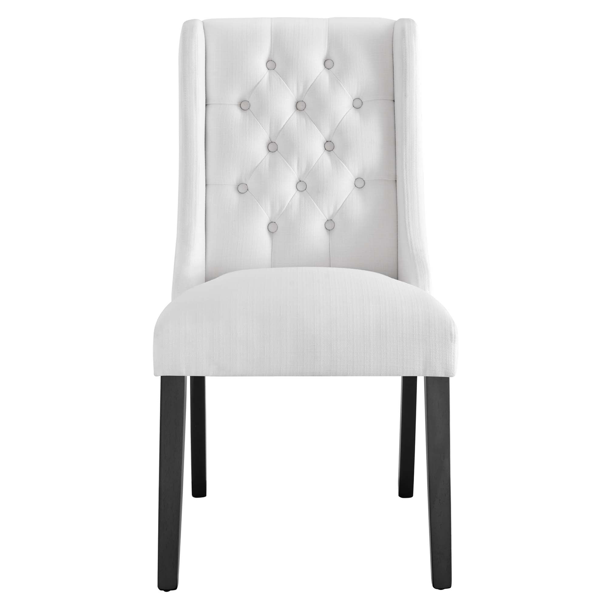 Baronet Button Tufted Fabric Dining Chair, White