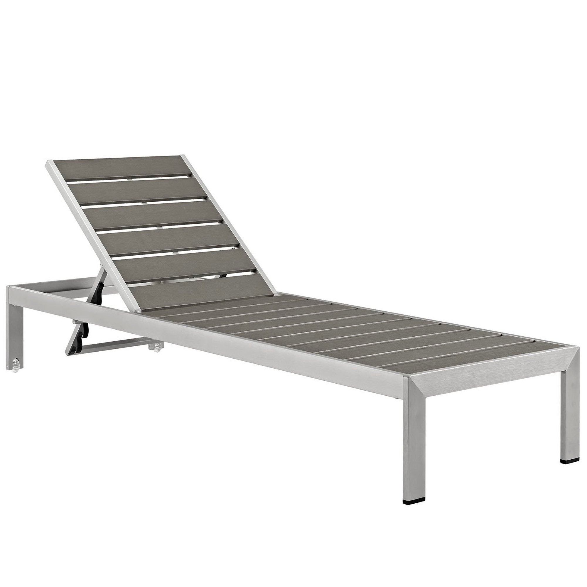 Shore Outdoor Patio Aluminum Chaise, Silver Gray