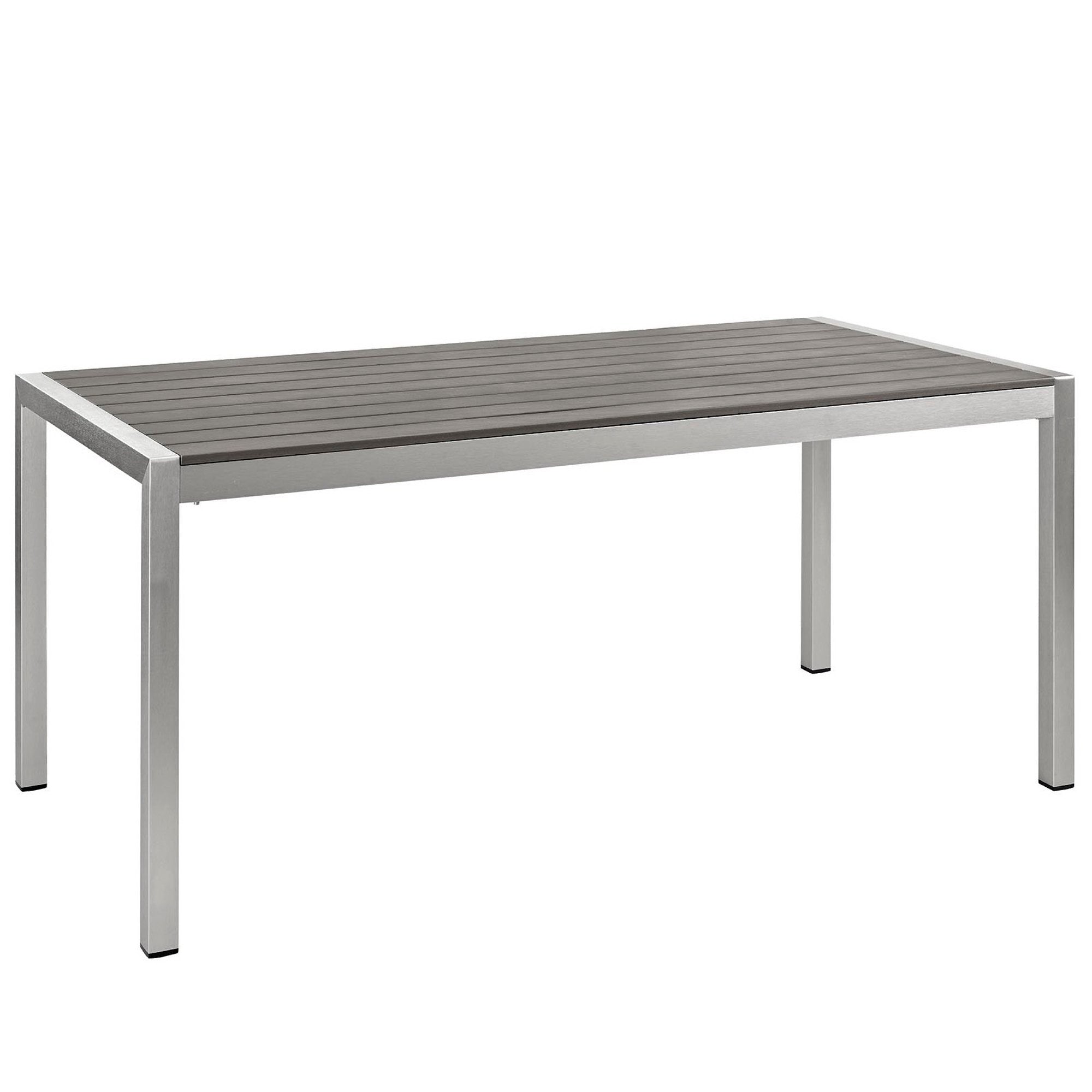 Shore Outdoor Patio Aluminum Dining Table, Silver Gray