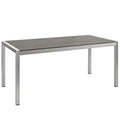 Shore Outdoor Patio Aluminum Dining Table, Silver Gray
