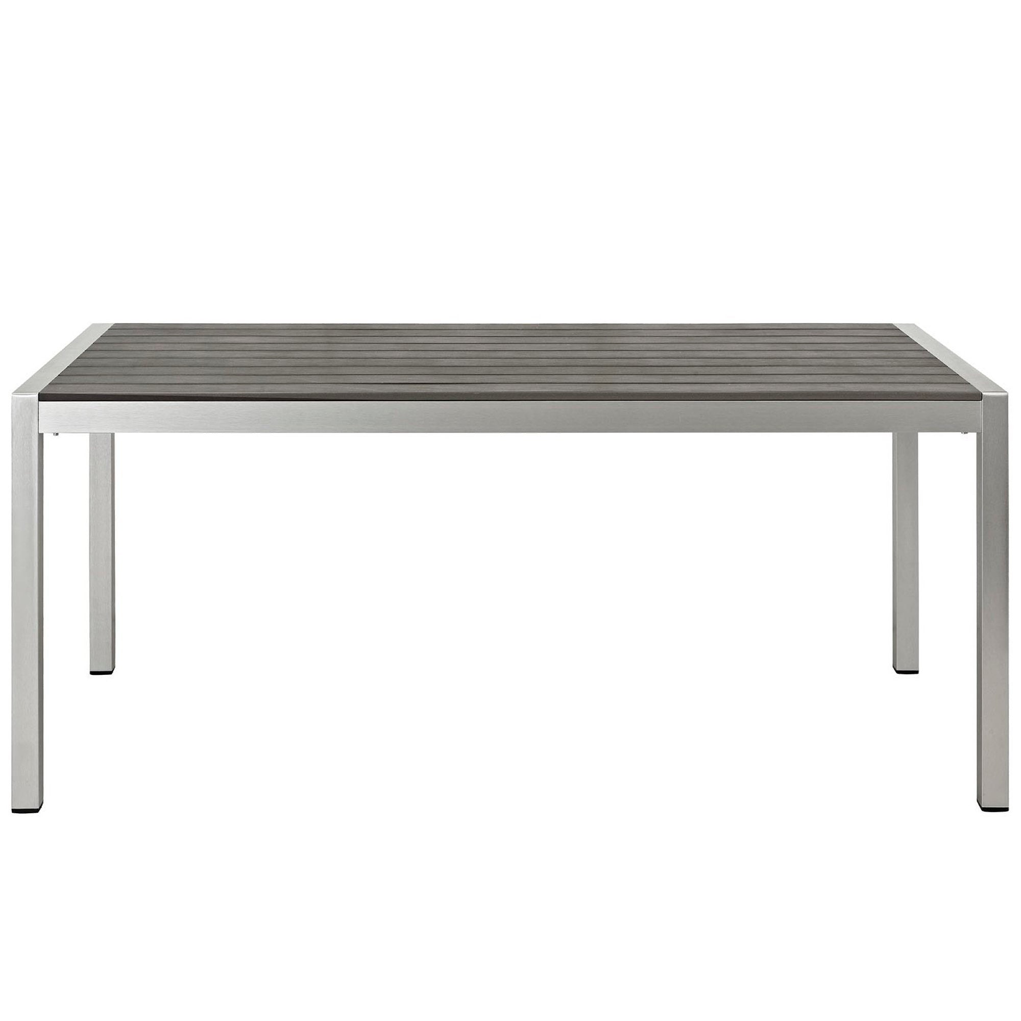 Shore Outdoor Patio Aluminum Dining Table, Silver Gray