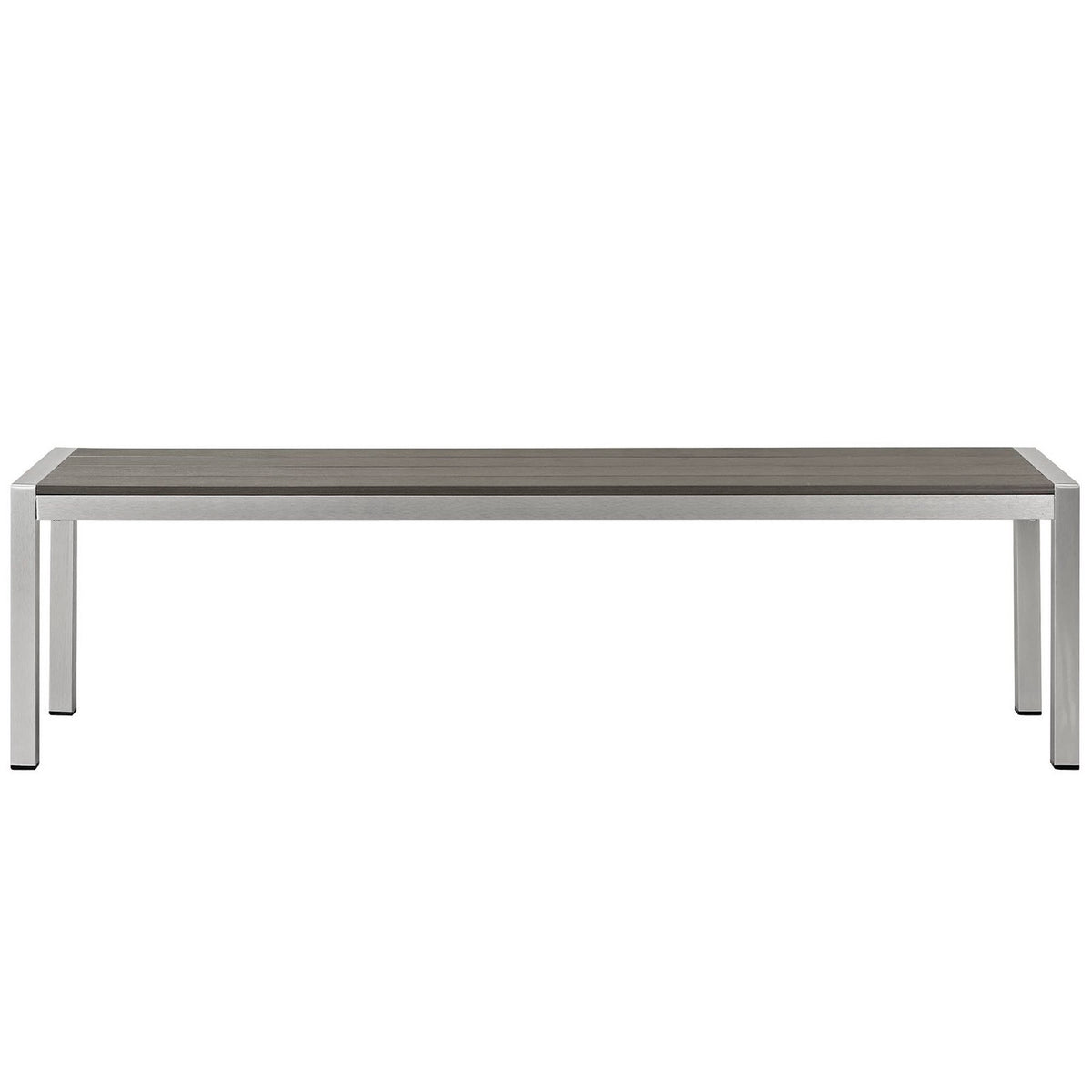 Shore Outdoor Patio Aluminum Bench, Silver Gray
