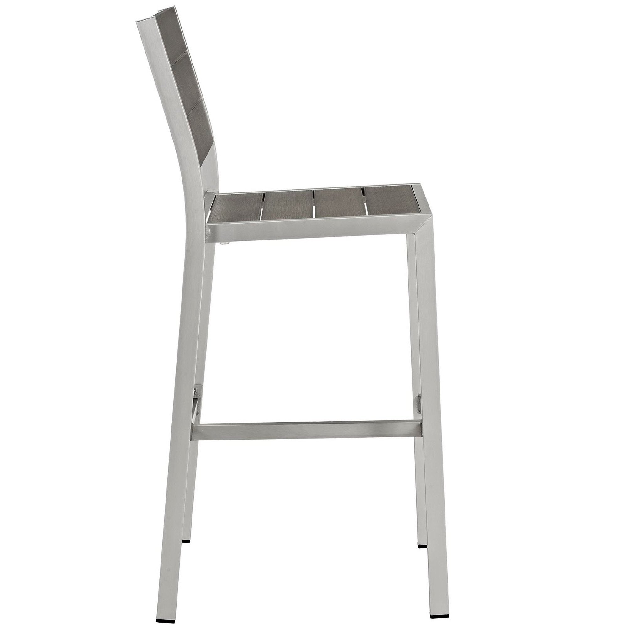 Shore Outdoor Patio Aluminum Armless Bar Stool, Silver Gray