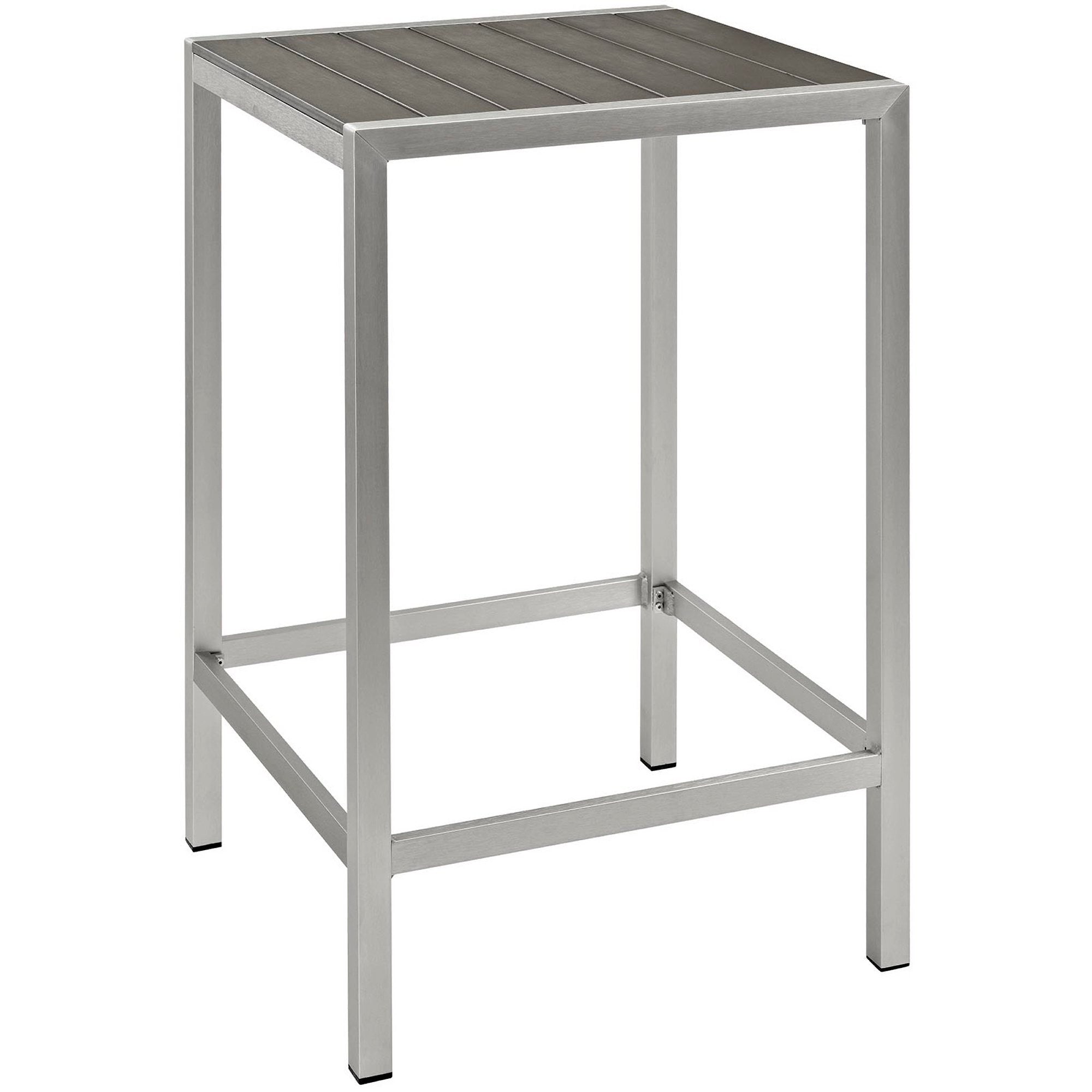 Shore Outdoor Patio Aluminum Bar Table, Silver Gray