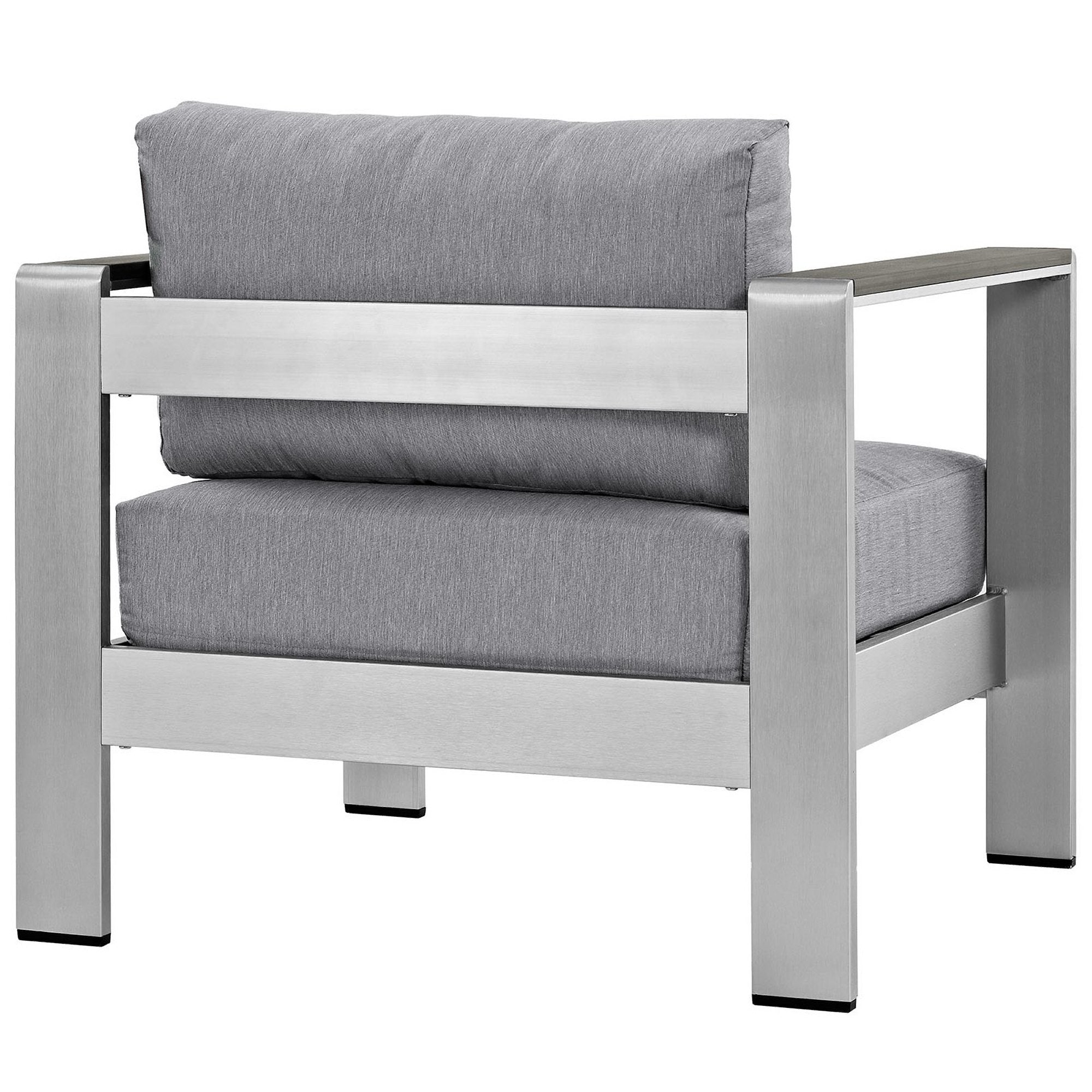 Shore Outdoor Patio Aluminum Armchair, Silver Gray