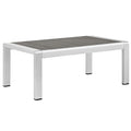 Shore Outdoor Patio Aluminum Coffee Table, Silver Gray