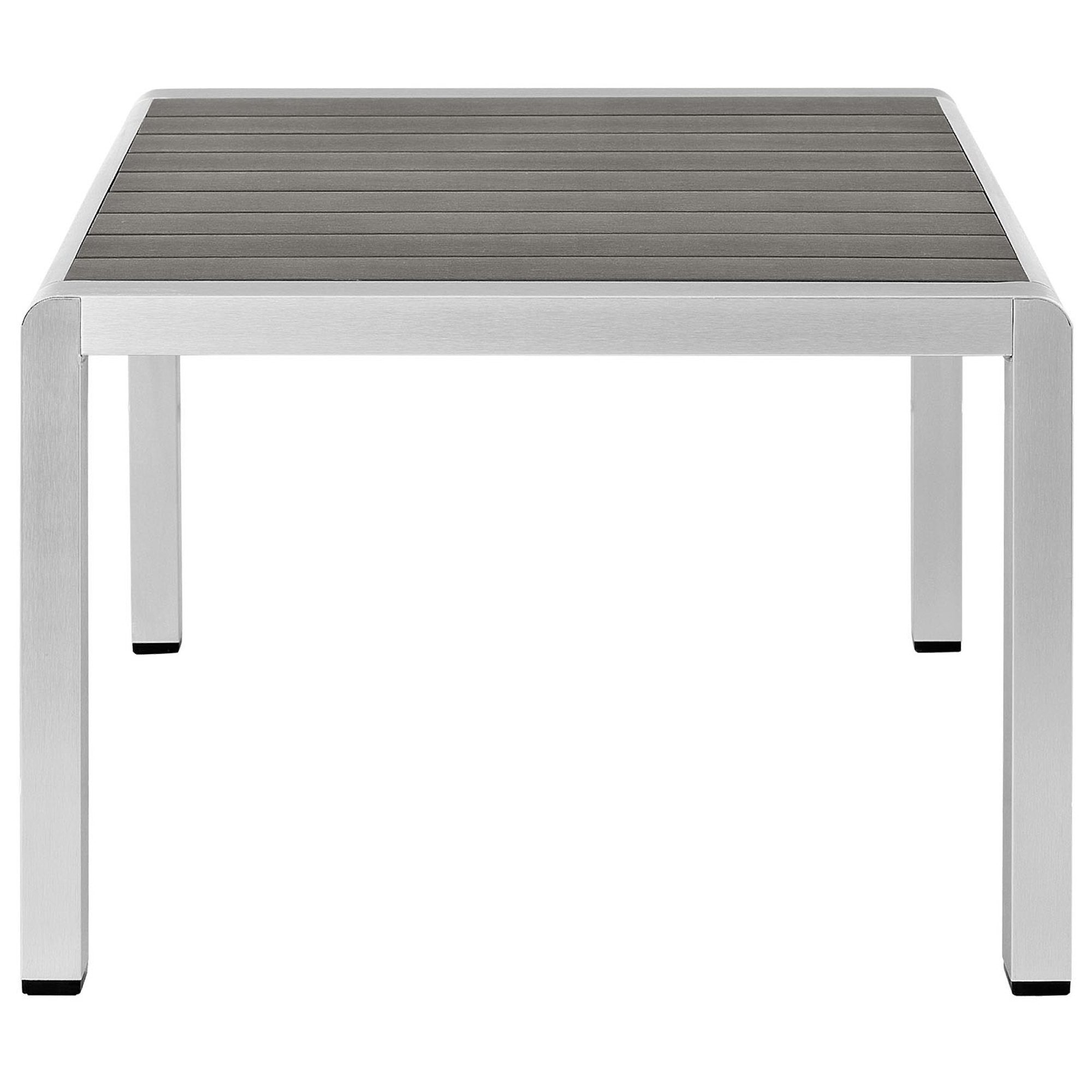 Shore Outdoor Patio Aluminum Coffee Table, Silver Gray