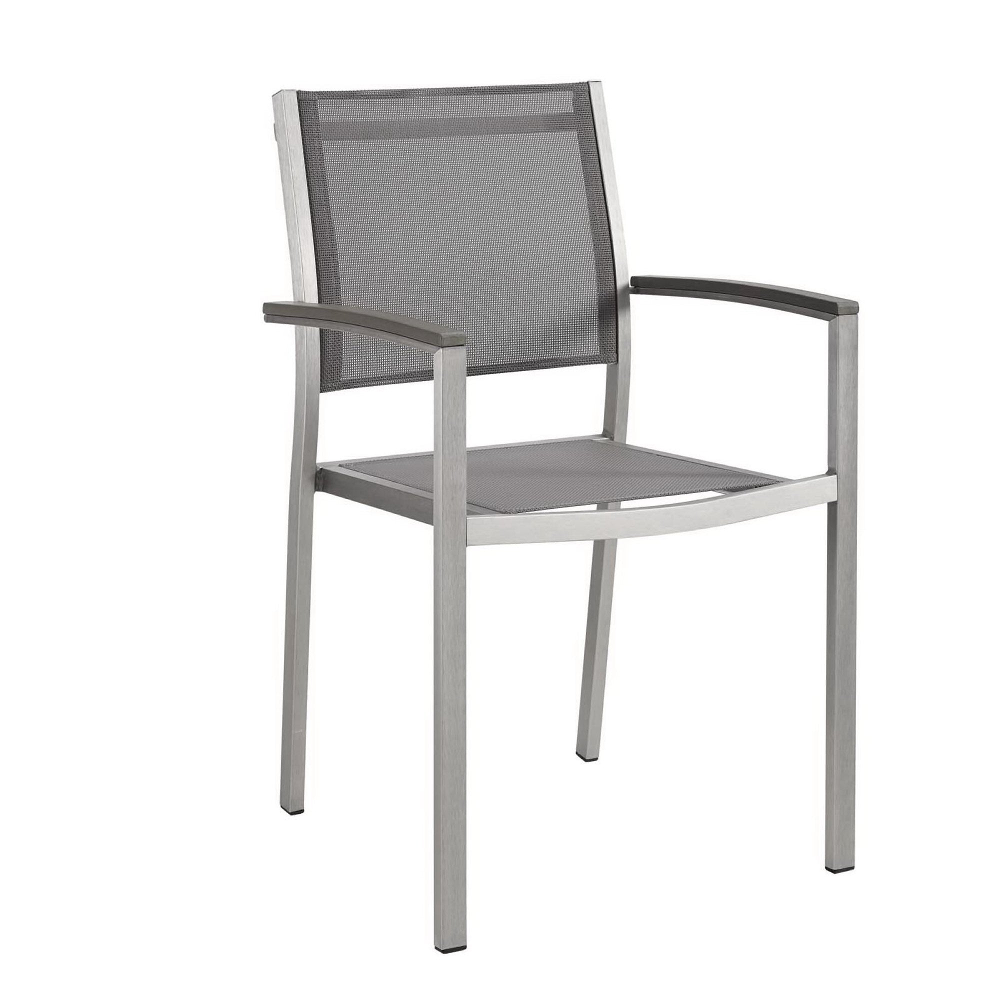 Shore Outdoor Patio Aluminum Dining Chair, Silver Gray