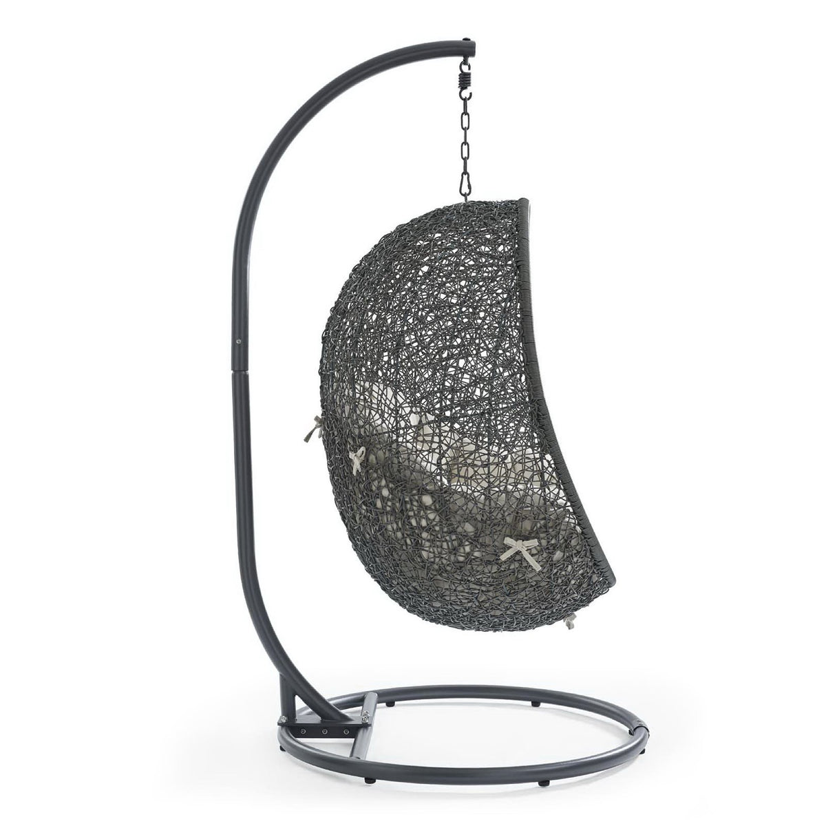 Hide Outdoor Patio Swing Chair With Stand, Gray Beige
