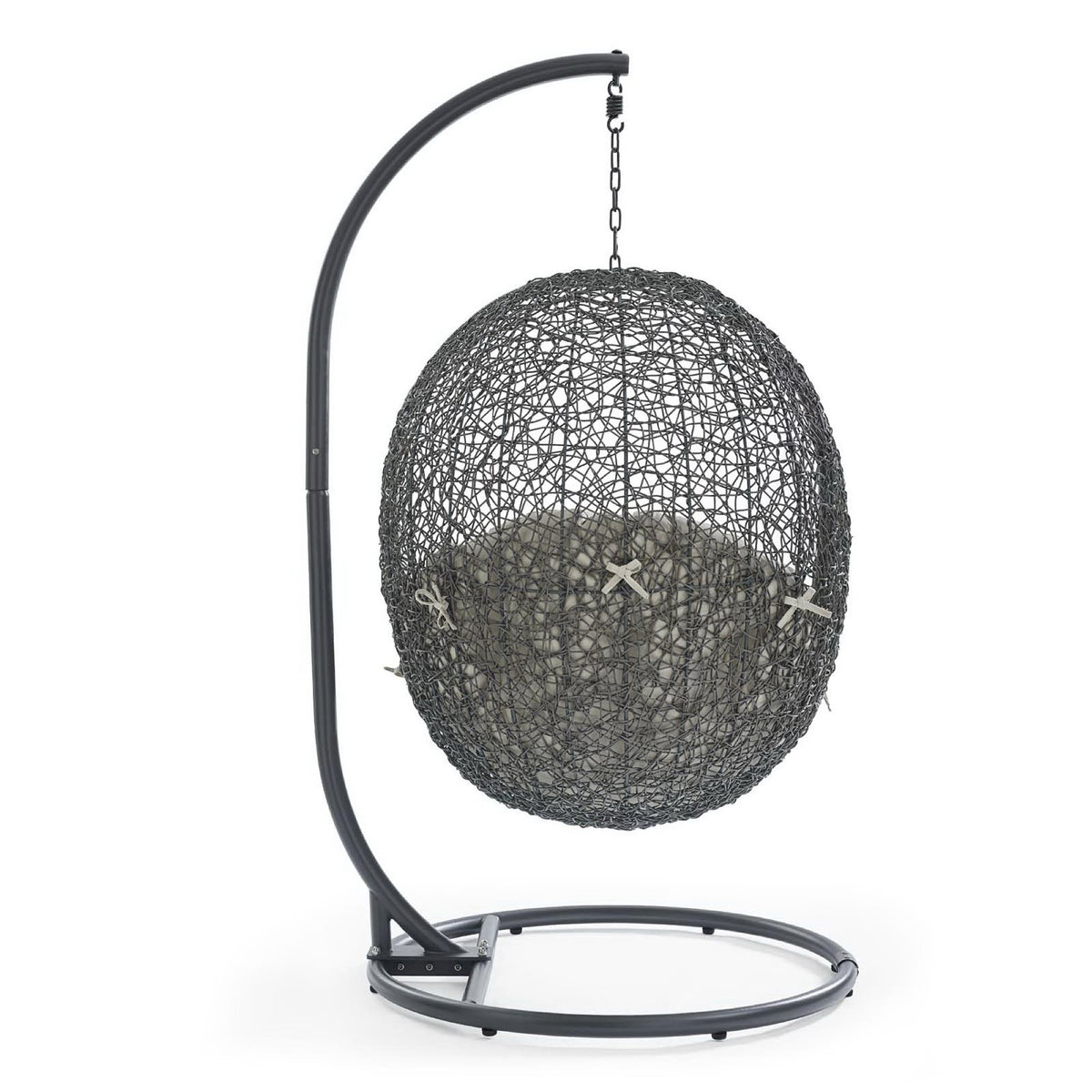Hide Outdoor Patio Swing Chair With Stand, Gray Beige