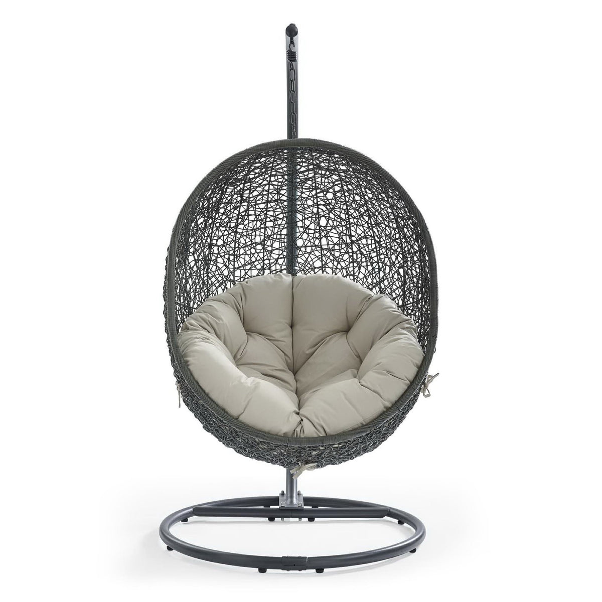 Hide Outdoor Patio Swing Chair With Stand, Gray Beige