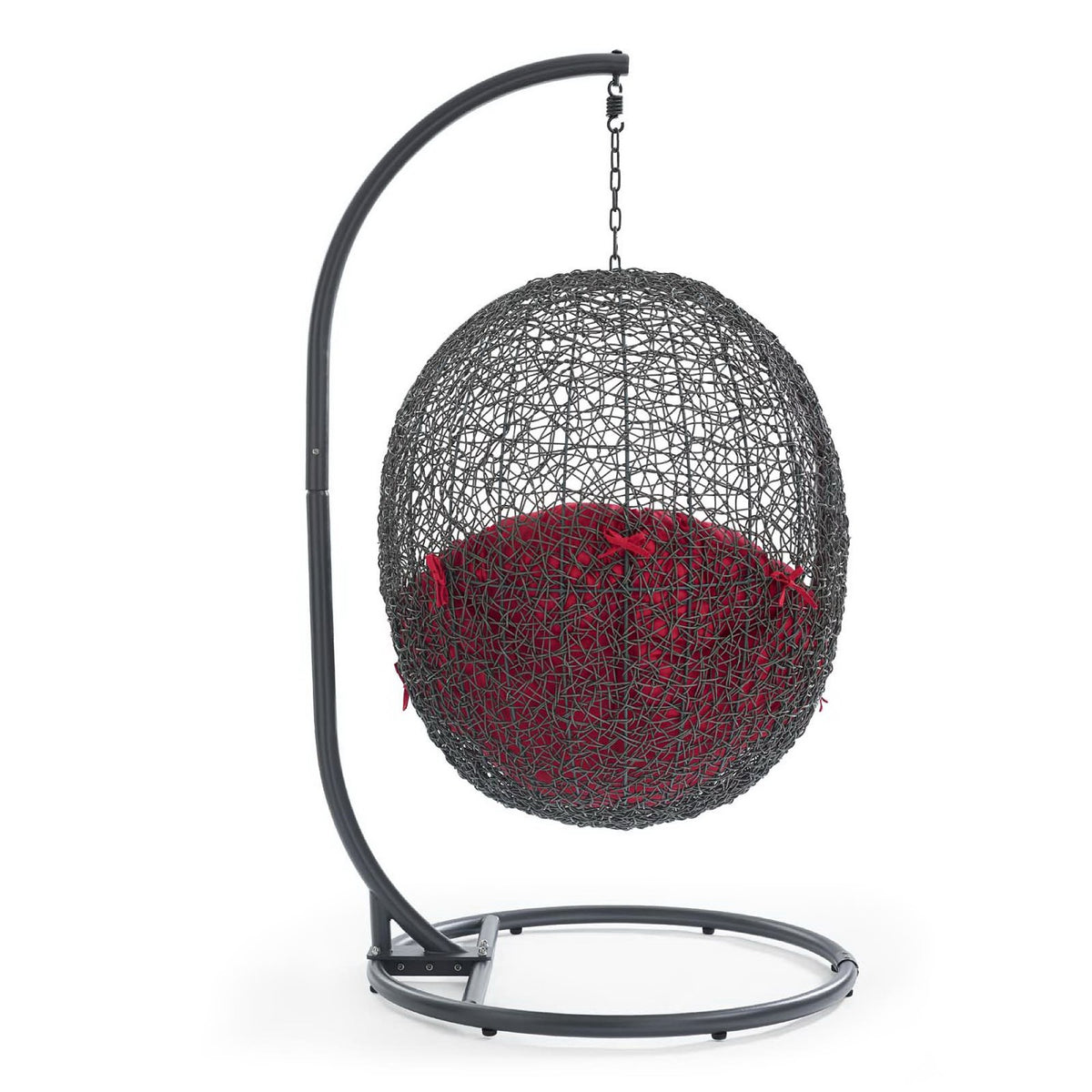 Hide Outdoor Patio Swing Chair With Stand, Gray Red